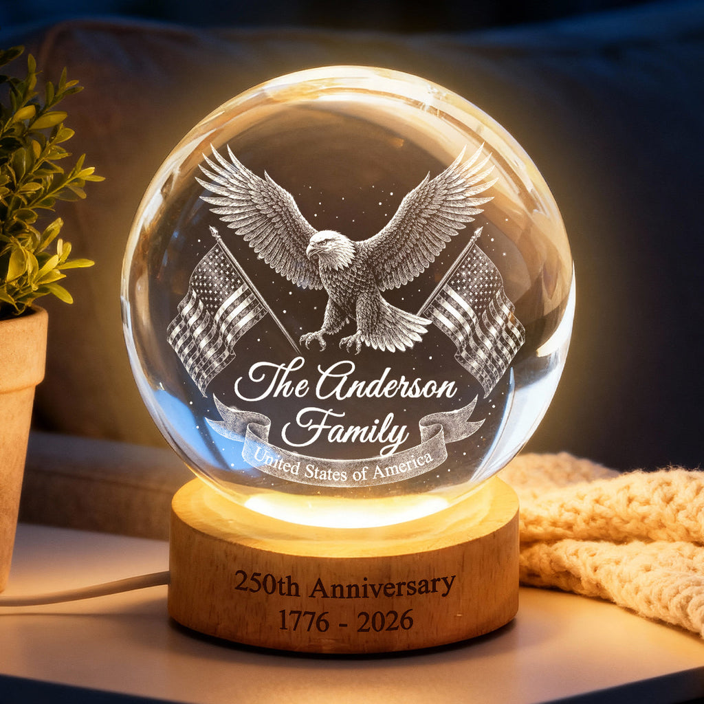 Personalized Crystal Globe Lamp Custom Family Gift for 250th Anniversary