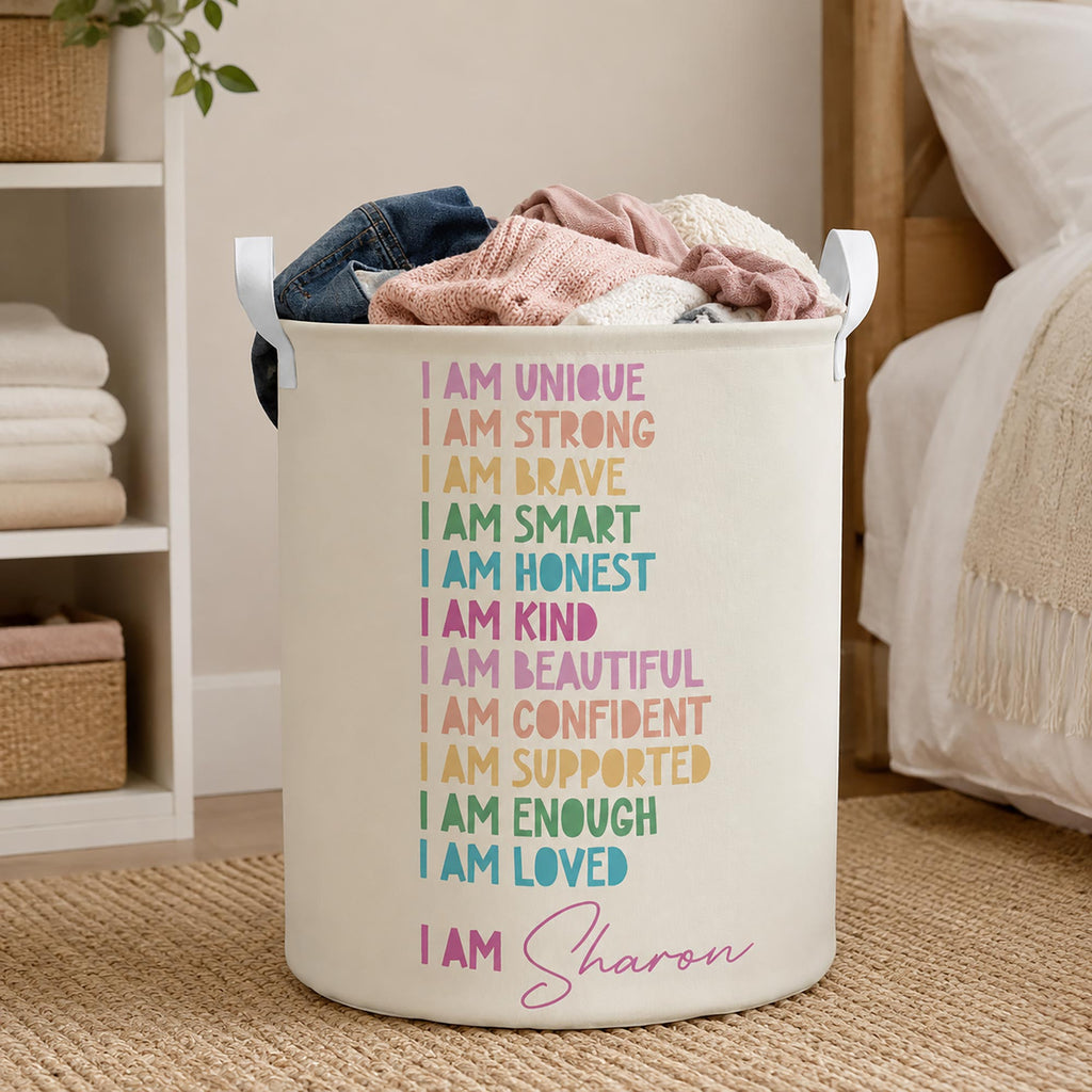 Personalized Affirmation Storage Basket Custom Name Gift for Kids Basket GradoCreations