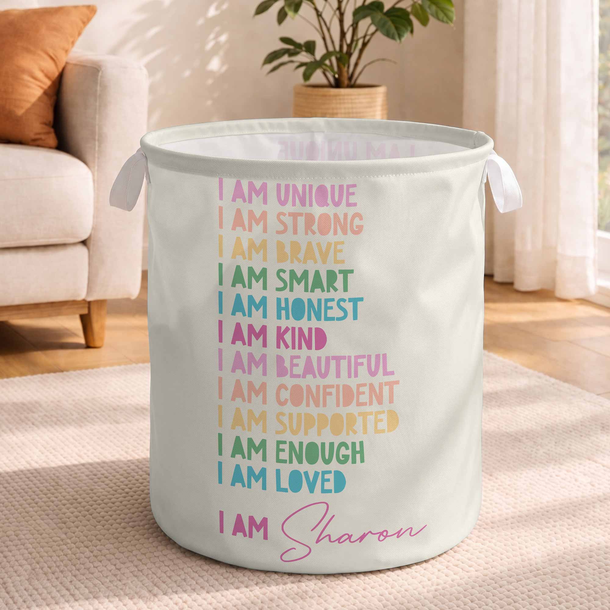 Personalized Affirmation Storage Basket Custom Name Gift for Kids Basket GradoCreations