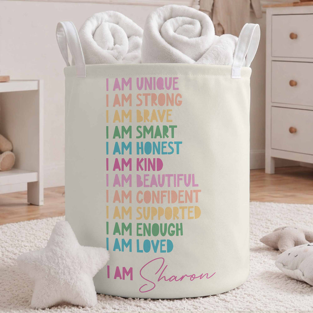 Personalized Affirmation Storage Basket Custom Name Gift for Kids Basket GradoCreations