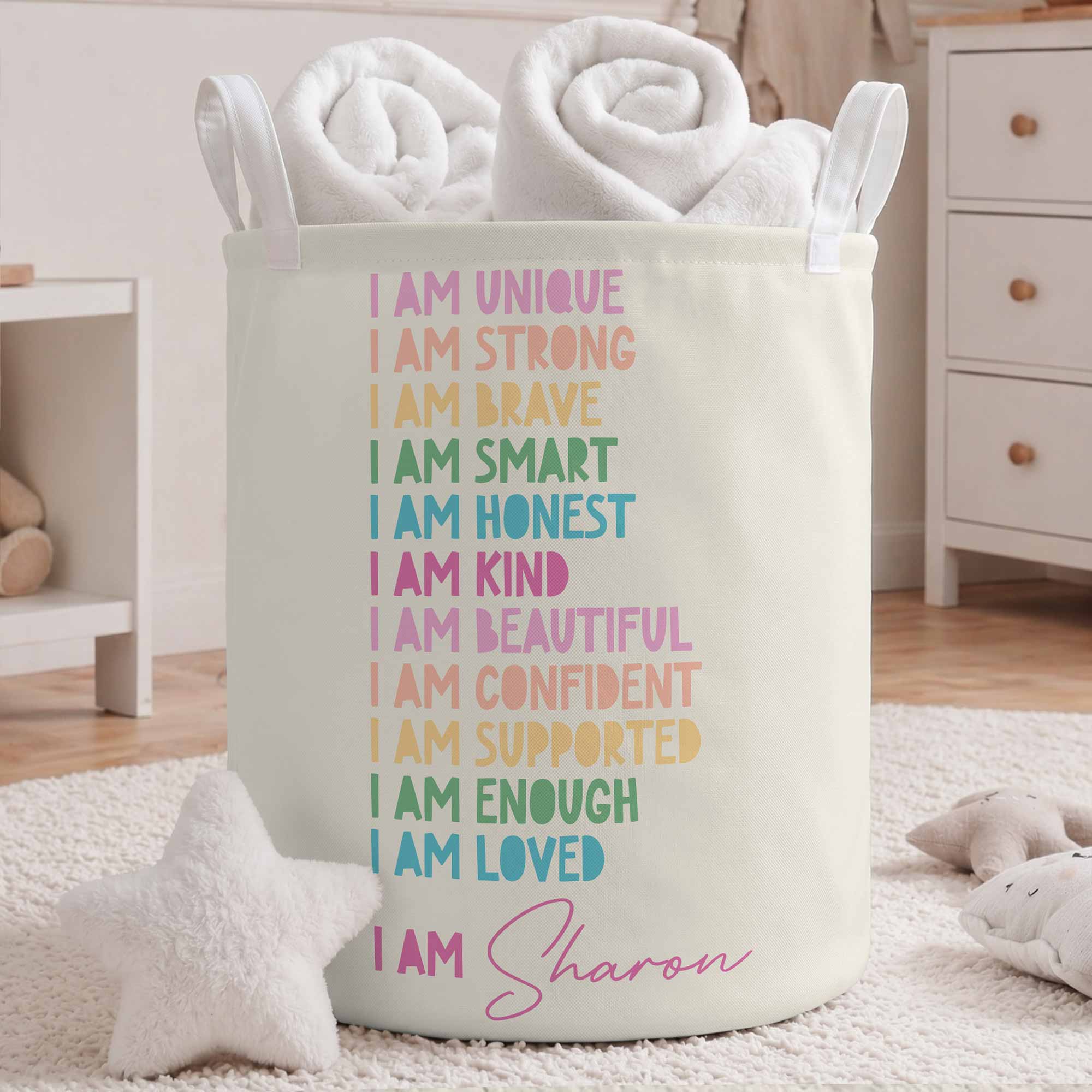Personalized Affirmation Storage Basket Custom Name Gift for Kids Basket GradoCreations
