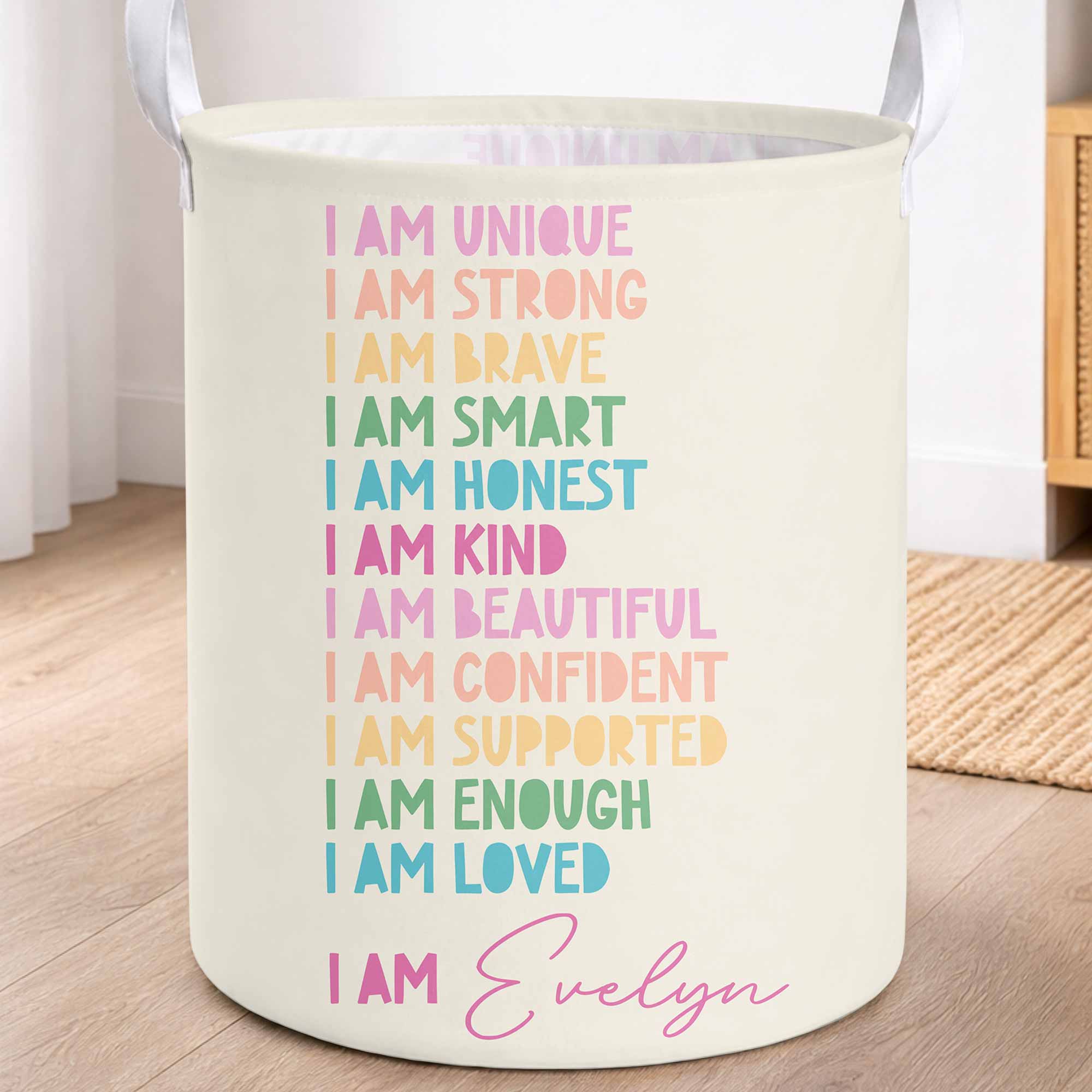Personalized Affirmation Storage Basket Custom Name Gift for Kids Basket GradoCreations