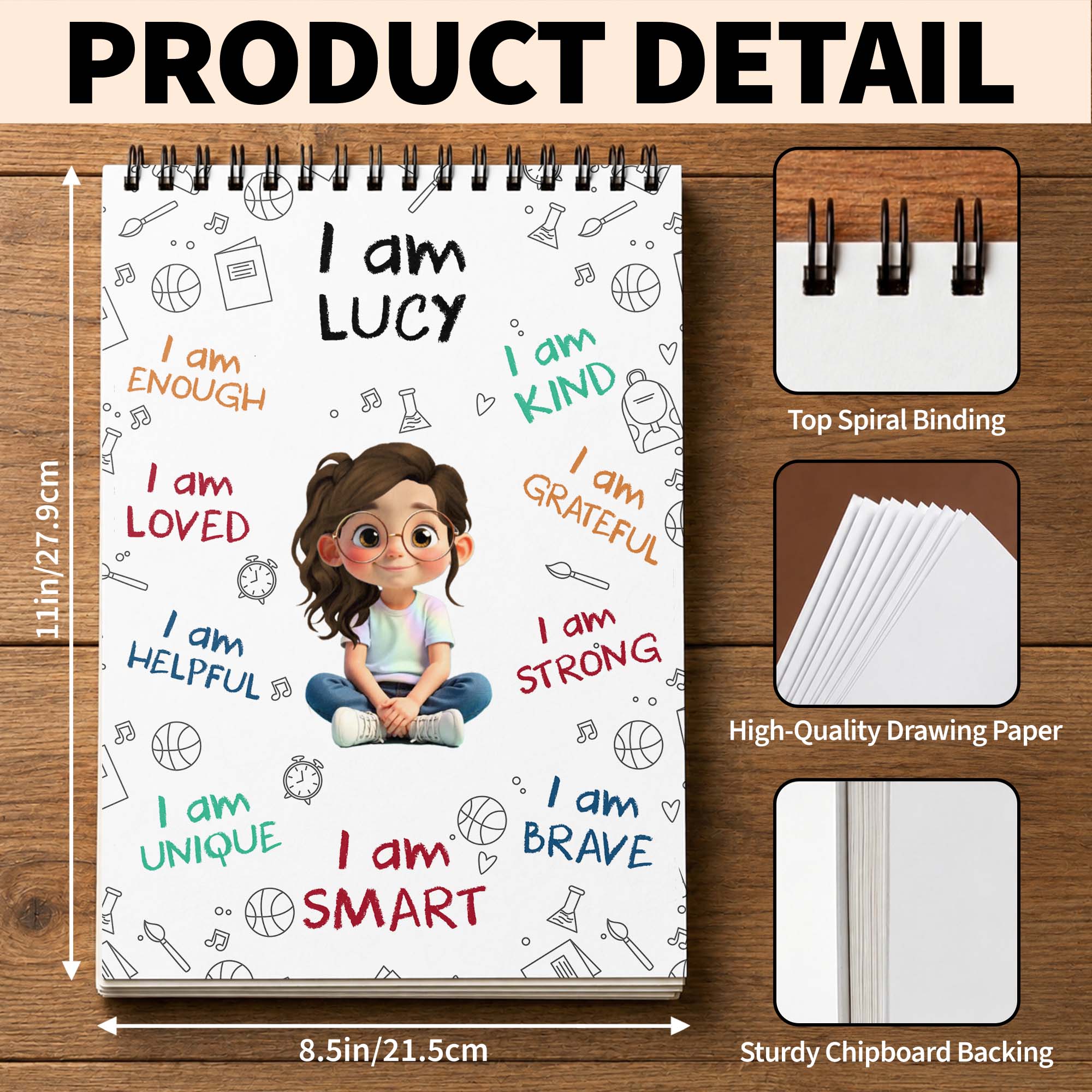 Personalized Sketch Book Custom Name Gift for Kids Sketch Book GradoCreations