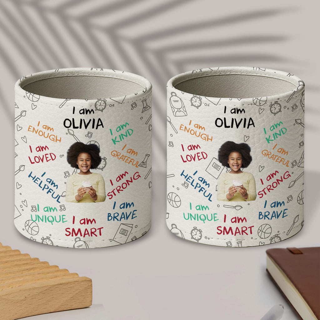 Personalized PU Leather Pen Holder Custom Name Gift for Kids
