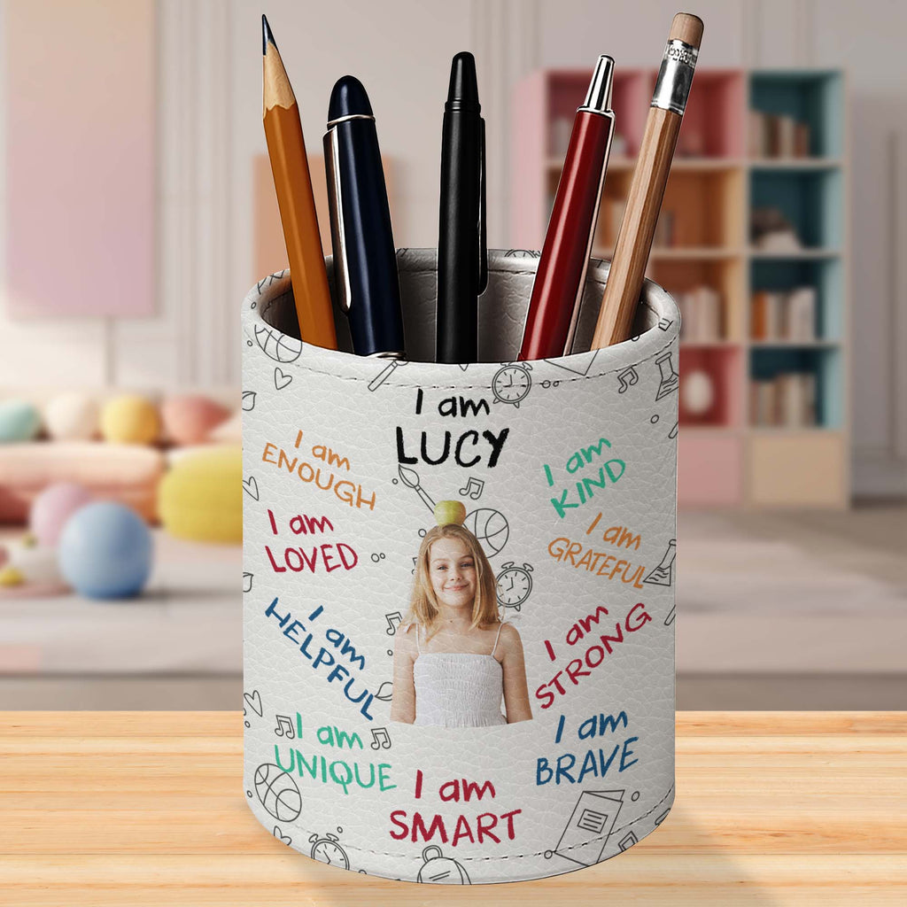 Personalized PU Leather Pen Holder Custom Name Gift for Kids