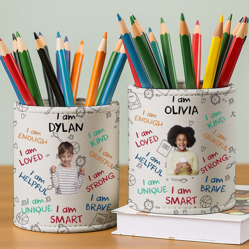 Personalized PU Leather Pen Holder Custom Name Gift for Kids