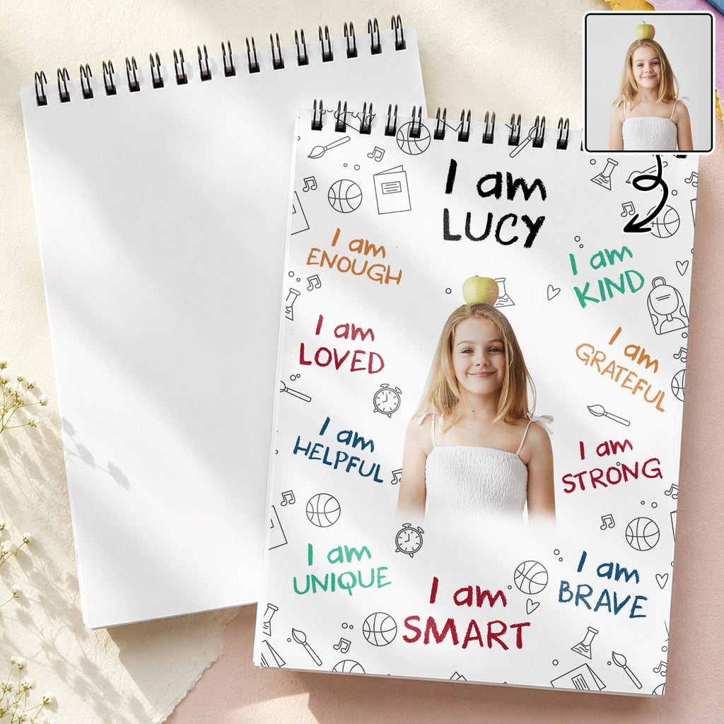 Personalized Sketch Book Custom Photo Affirmations Gift for Kids