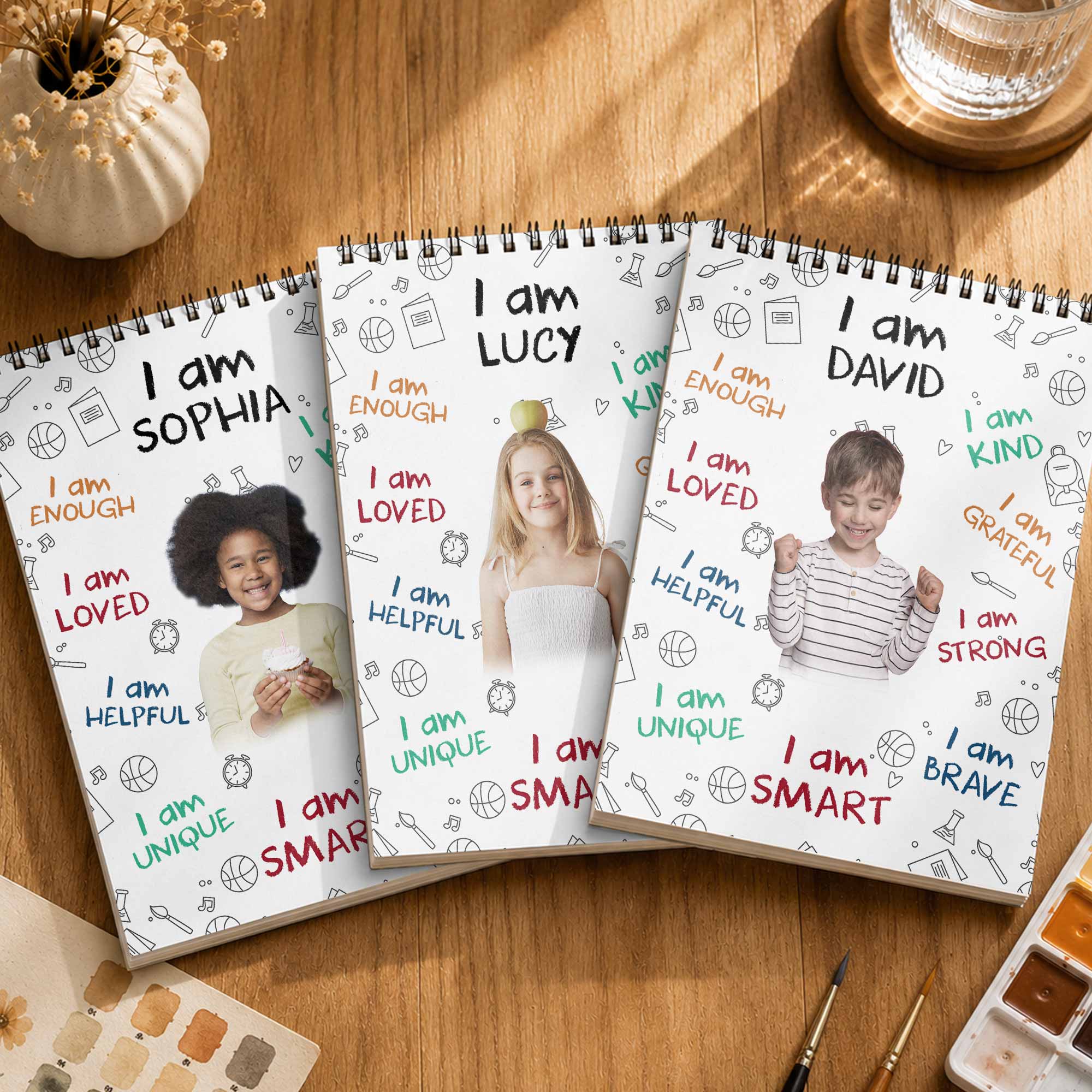Personalized Sketch Book Custom Photo Affirmations Gift for Kids