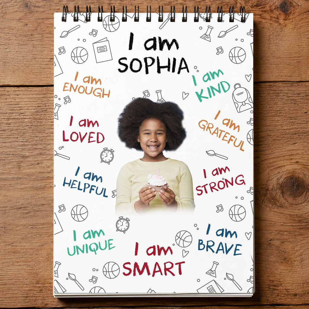 Personalized Sketch Book Custom Photo Affirmations Gift for Kids