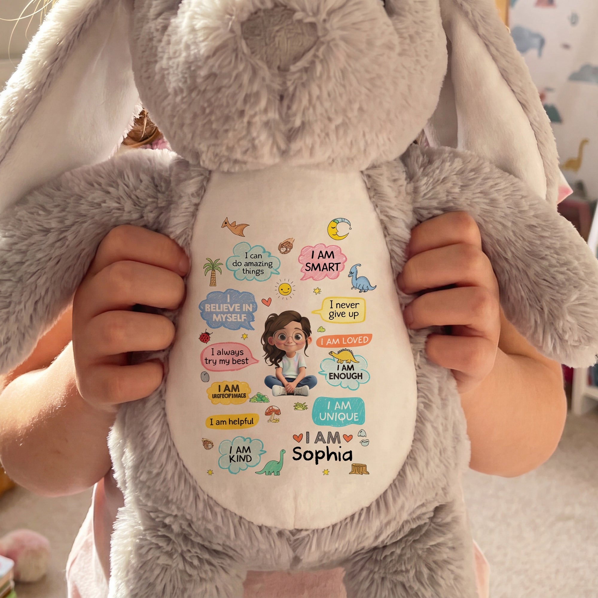 Personalized Stuffed Bunny Custom Name Soft Plush Toy Gift for Kids Stuffed Bunny GradoCreations