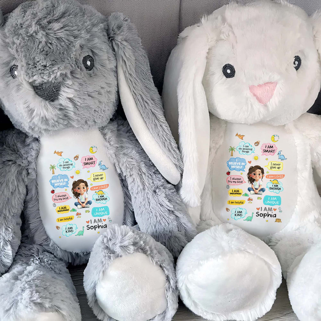 Personalized Stuffed Bunny Custom Name Soft Plush Toy Gift for Kids Stuffed Bunny GradoCreations