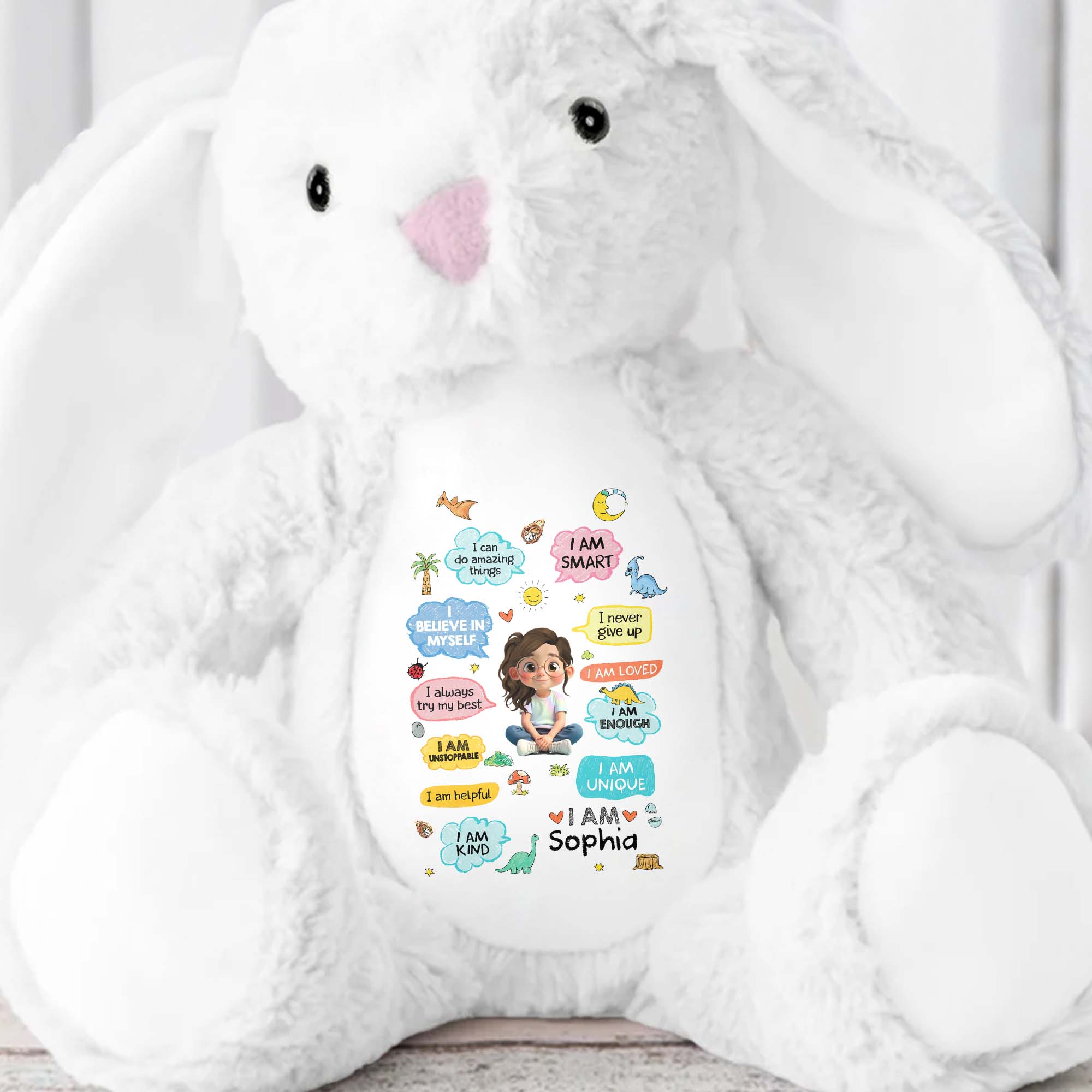 Personalized Stuffed Bunny Custom Name Soft Plush Toy Gift for Kids Stuffed Bunny GradoCreations