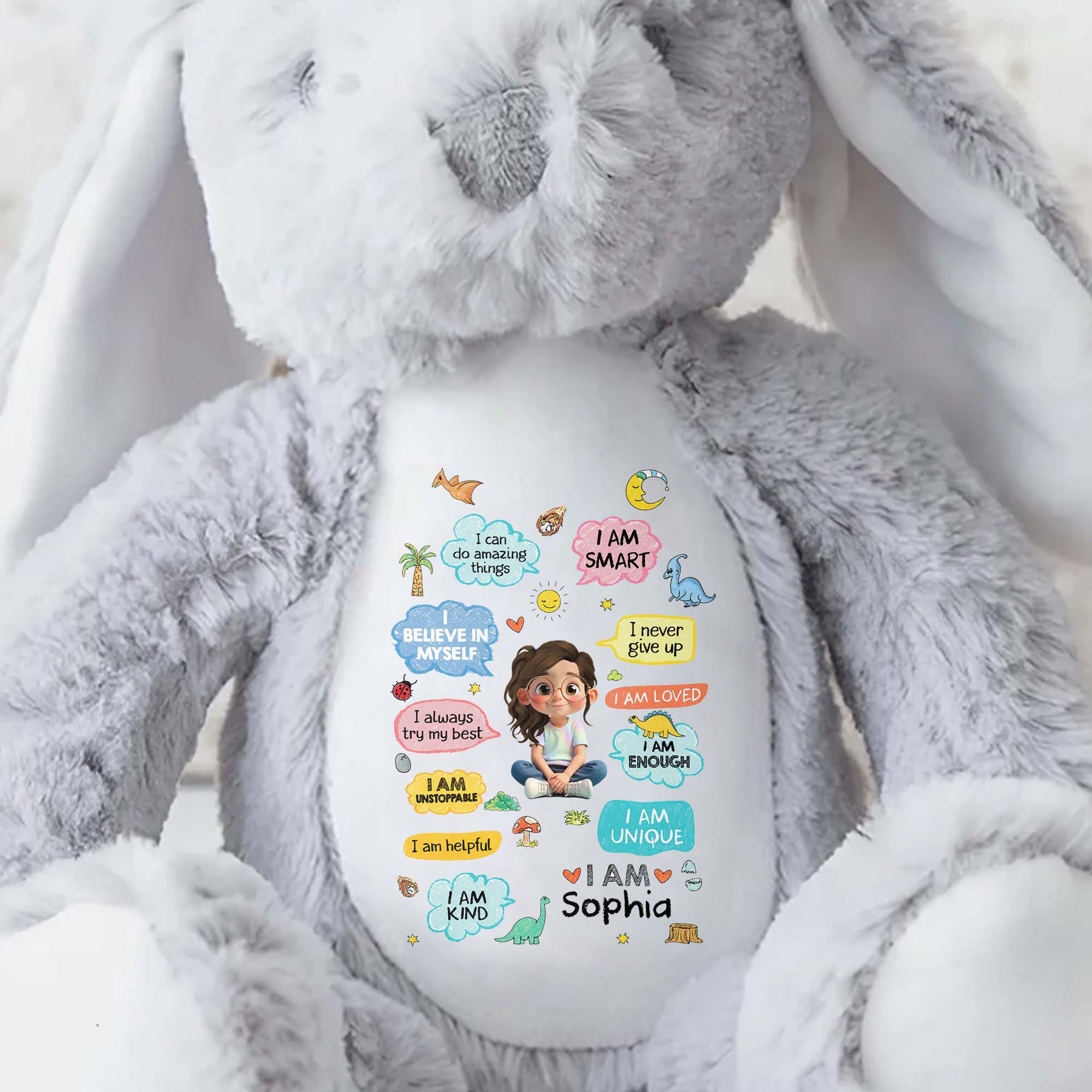 Personalized Stuffed Bunny Custom Name Soft Plush Toy Gift for Kids Stuffed Bunny GradoCreations