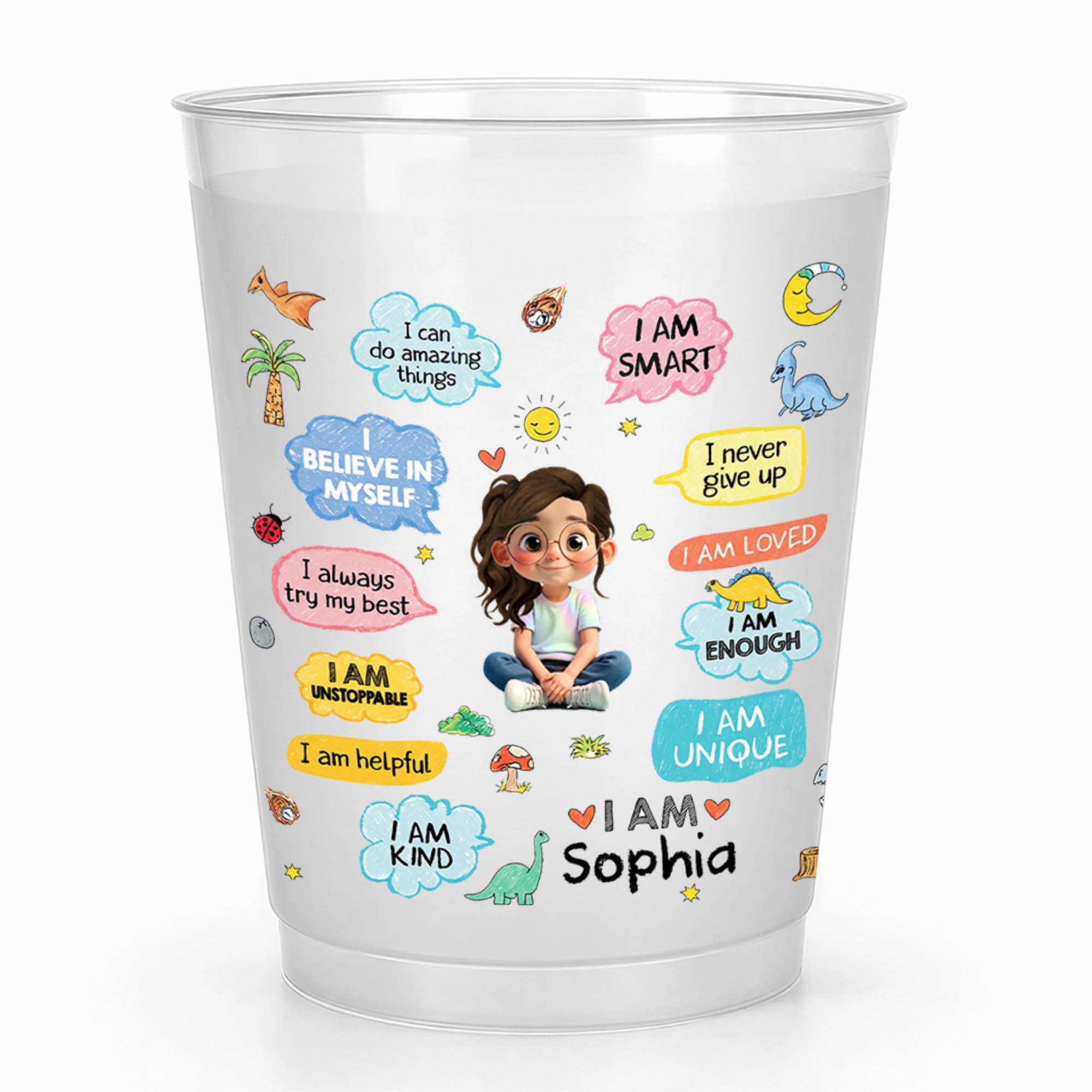 Personalized Frosted Cups Custom Name Kids Dinosaur Gift Frosted Cups GradoCreations