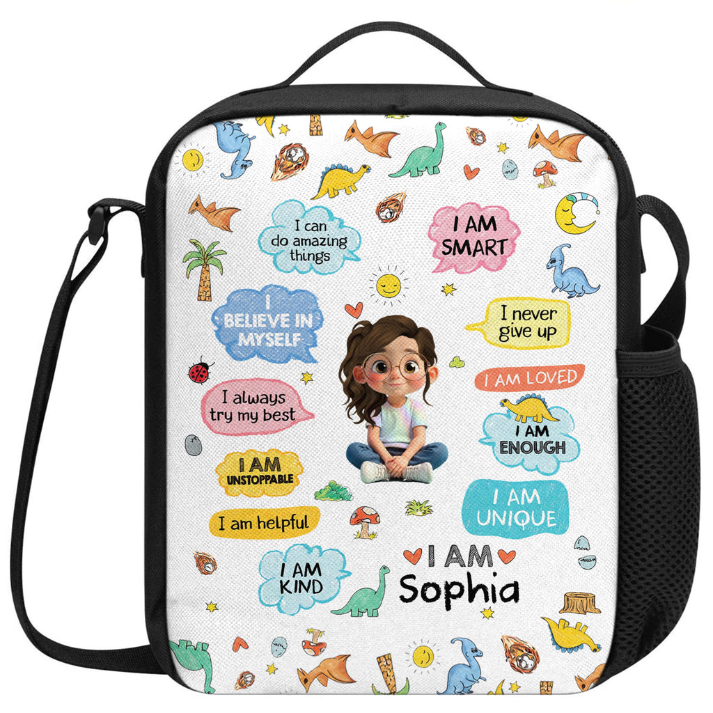 Personalized Kids Lunch Bag with Dinosaurs & Affirmations Lunch Bags GradoCreations