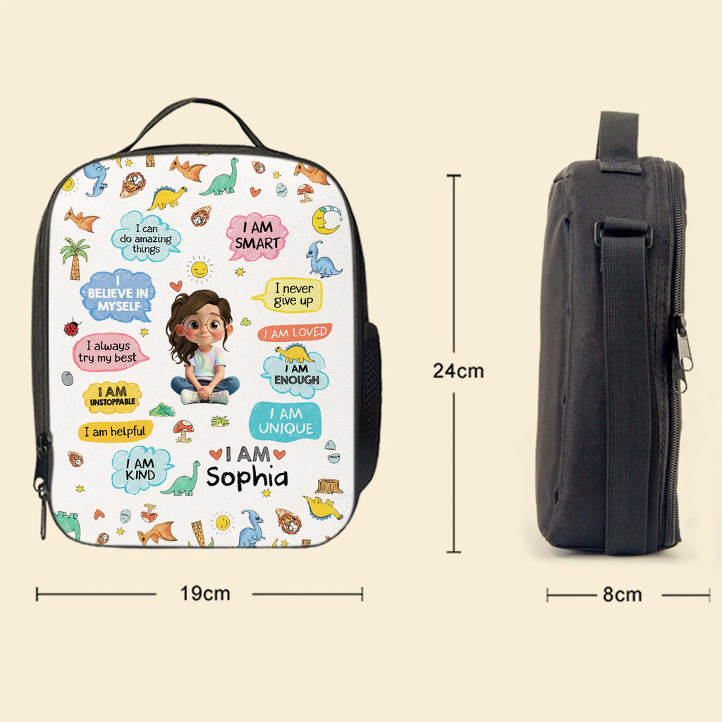 Personalized Kids Lunch Bag with Dinosaurs & Affirmations Lunch Bags GradoCreations