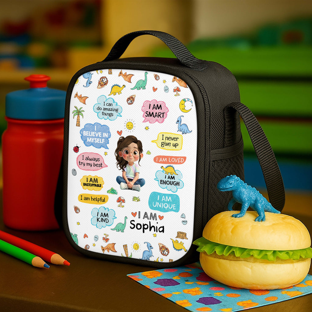 Personalized Kids Lunch Bag with Dinosaurs & Affirmations Lunch Bags GradoCreations