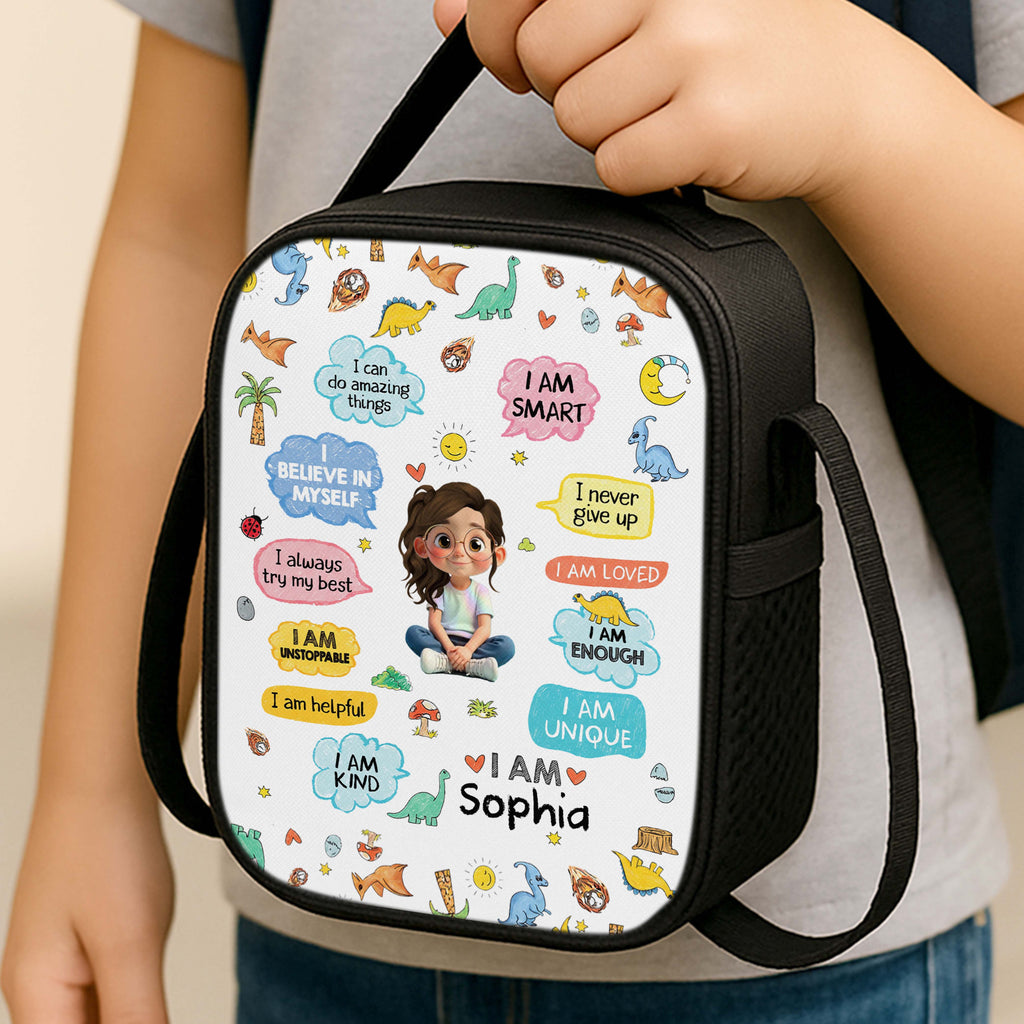Personalized Kids Lunch Bag with Dinosaurs & Affirmations Lunch Bags GradoCreations