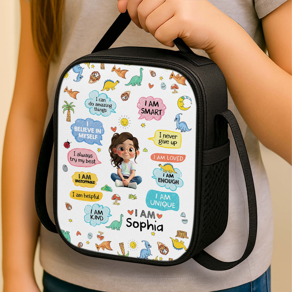 Personalized Kids Lunch Bag with Dinosaurs & Affirmations Lunch Bags GradoCreations