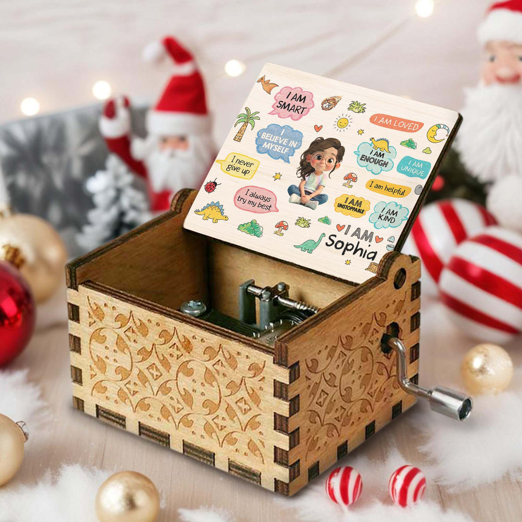 Personalized Wooden Music Box Custom Name Gift for Kids Music Box GradoCreations