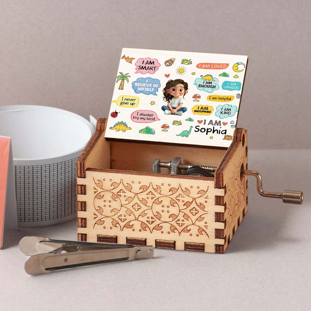 Personalized Wooden Music Box Custom Name Gift for Kids Music Box GradoCreations