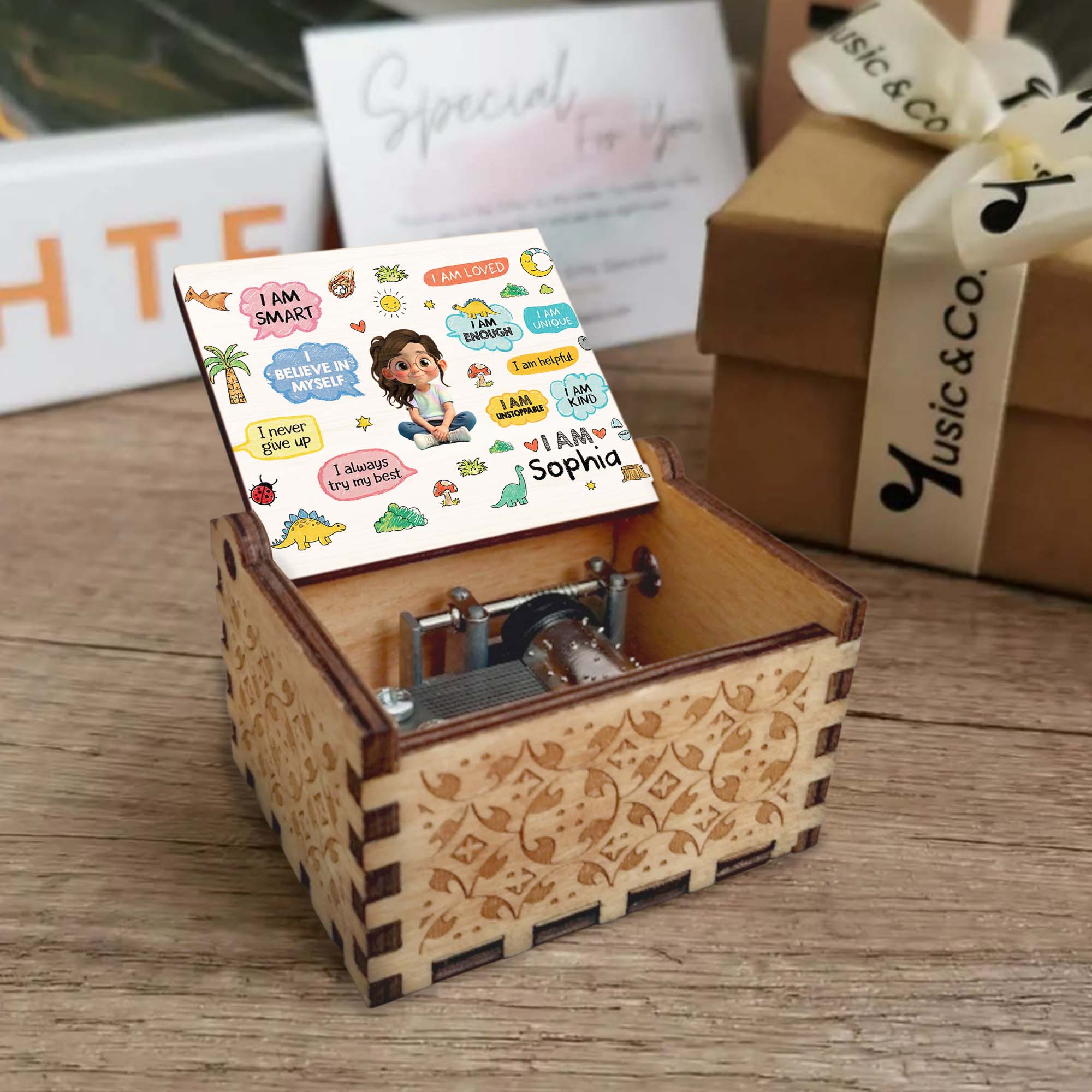 Personalized Wooden Music Box Custom Name Gift for Kids Music Box GradoCreations
