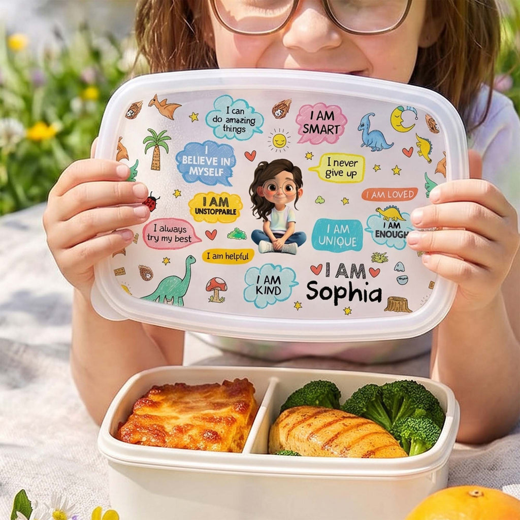 Personalized Kids Lunch Box Dinosaur Custom Name Gift for Girls Kid Lunch Box GradoCreations