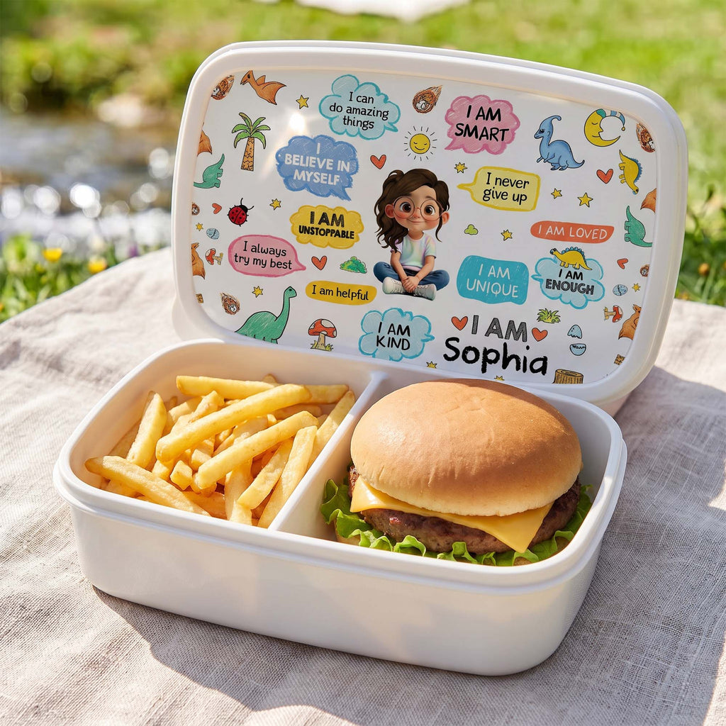 Personalized Kids Lunch Box Dinosaur Custom Name Gift for Girls Kid Lunch Box GradoCreations