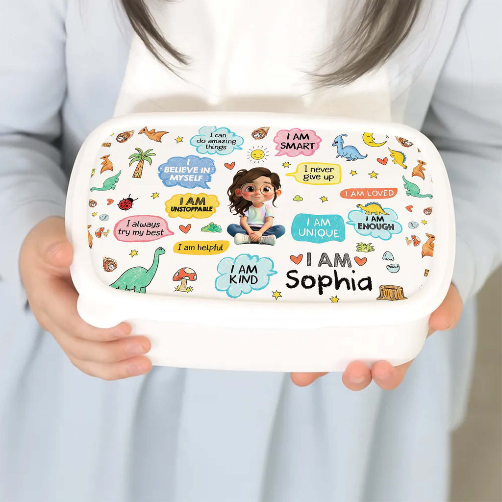 Personalized Kids Lunch Box Dinosaur Custom Name Gift for Girls Kid Lunch Box GradoCreations