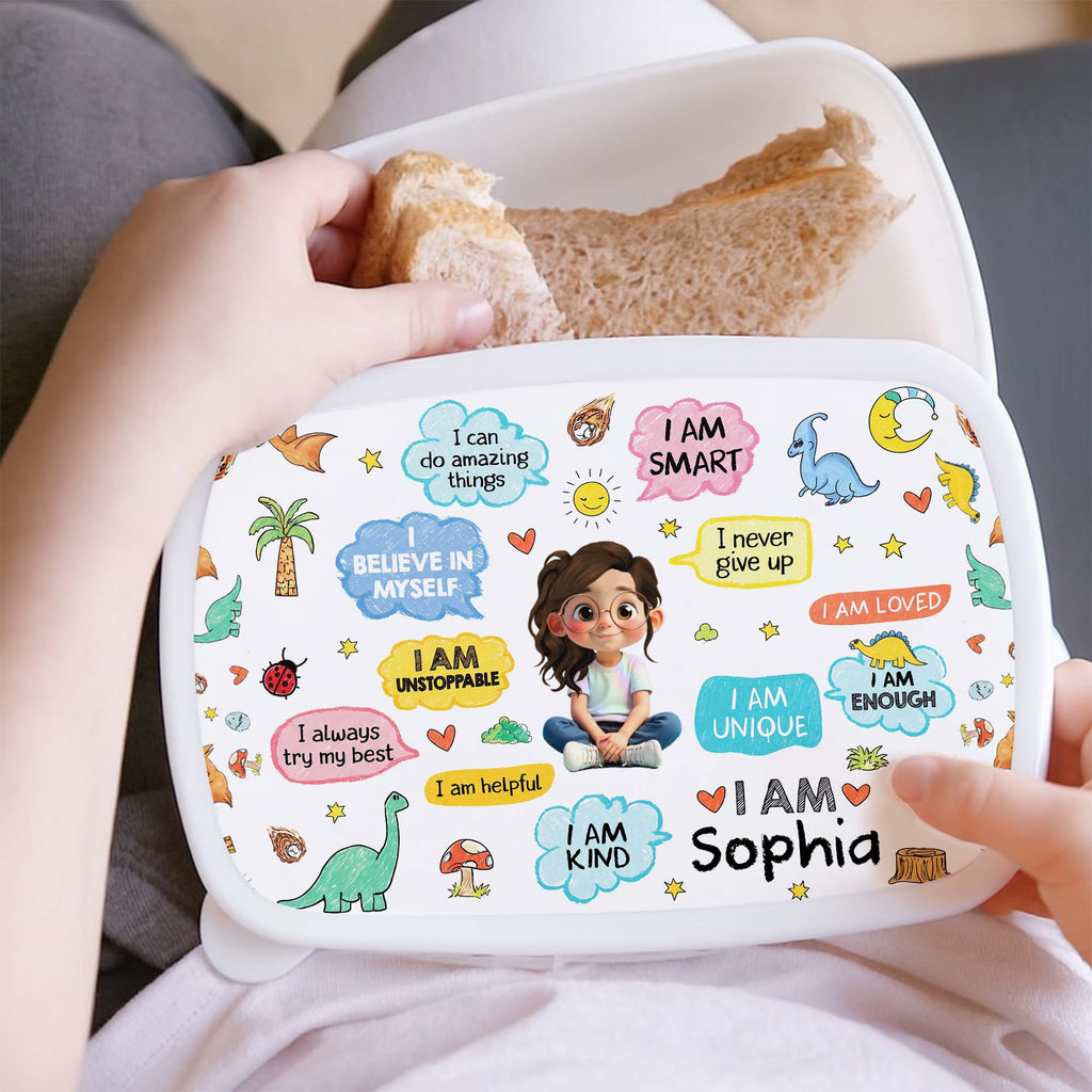 Personalized Kids Lunch Box Dinosaur Custom Name Gift for Girls Kid Lunch Box GradoCreations