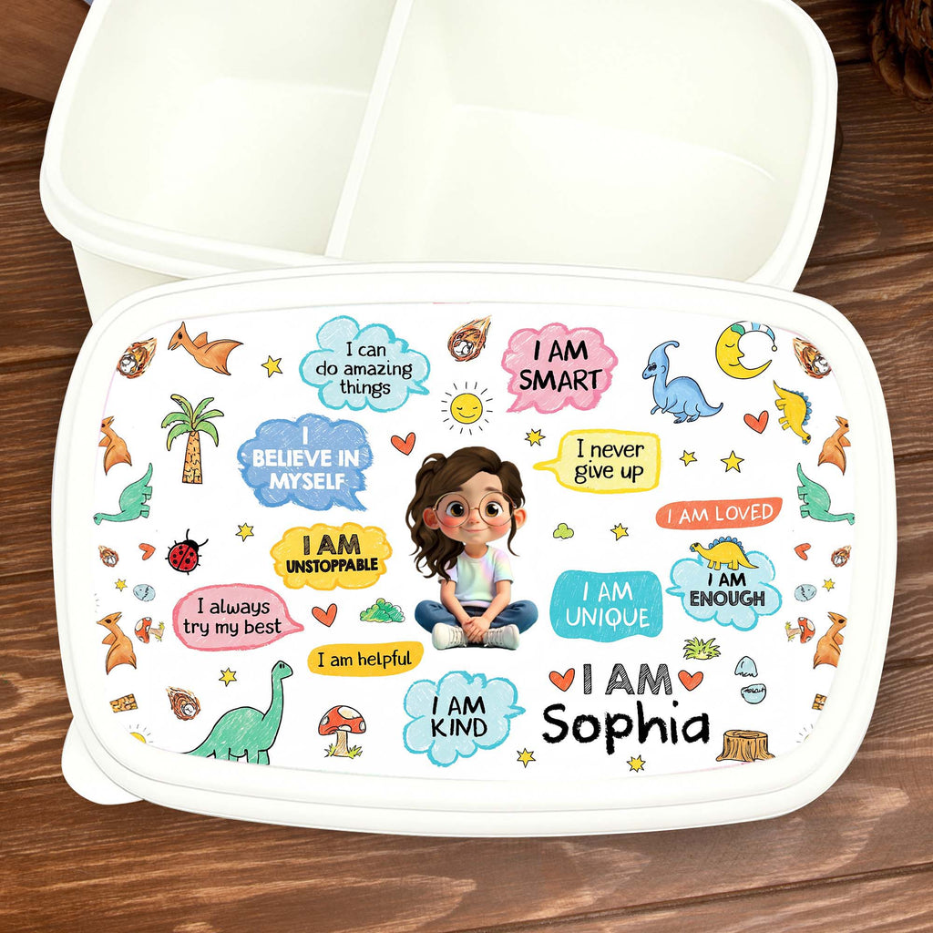 Personalized Kids Lunch Box Dinosaur Custom Name Gift for Girls Kid Lunch Box GradoCreations