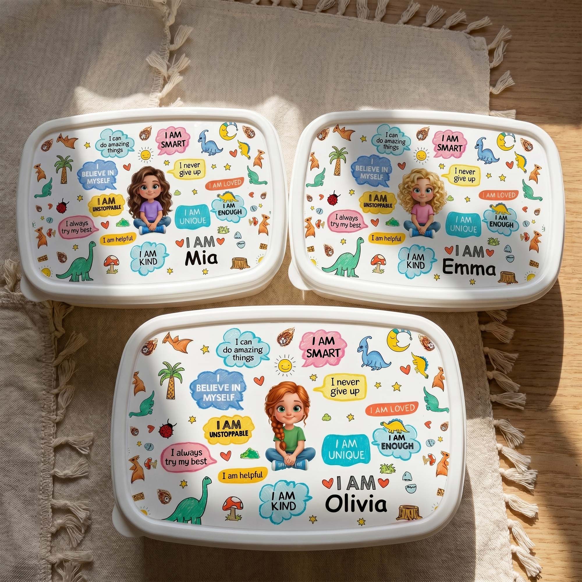 Personalized Kids Lunch Box Dinosaur Custom Name Gift for Girls Kid Lunch Box GradoCreations