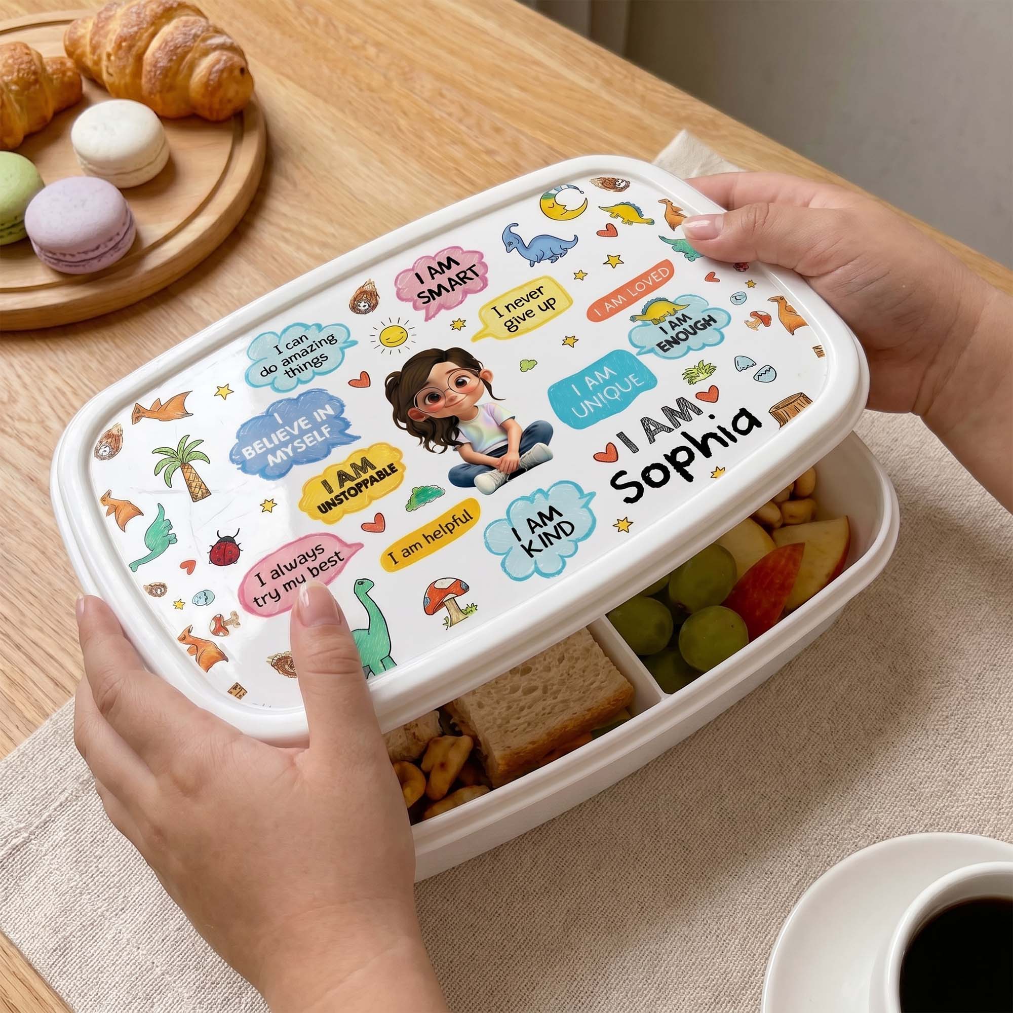 Personalized Kids Lunch Box Dinosaur Custom Name Gift for Girls Kid Lunch Box GradoCreations