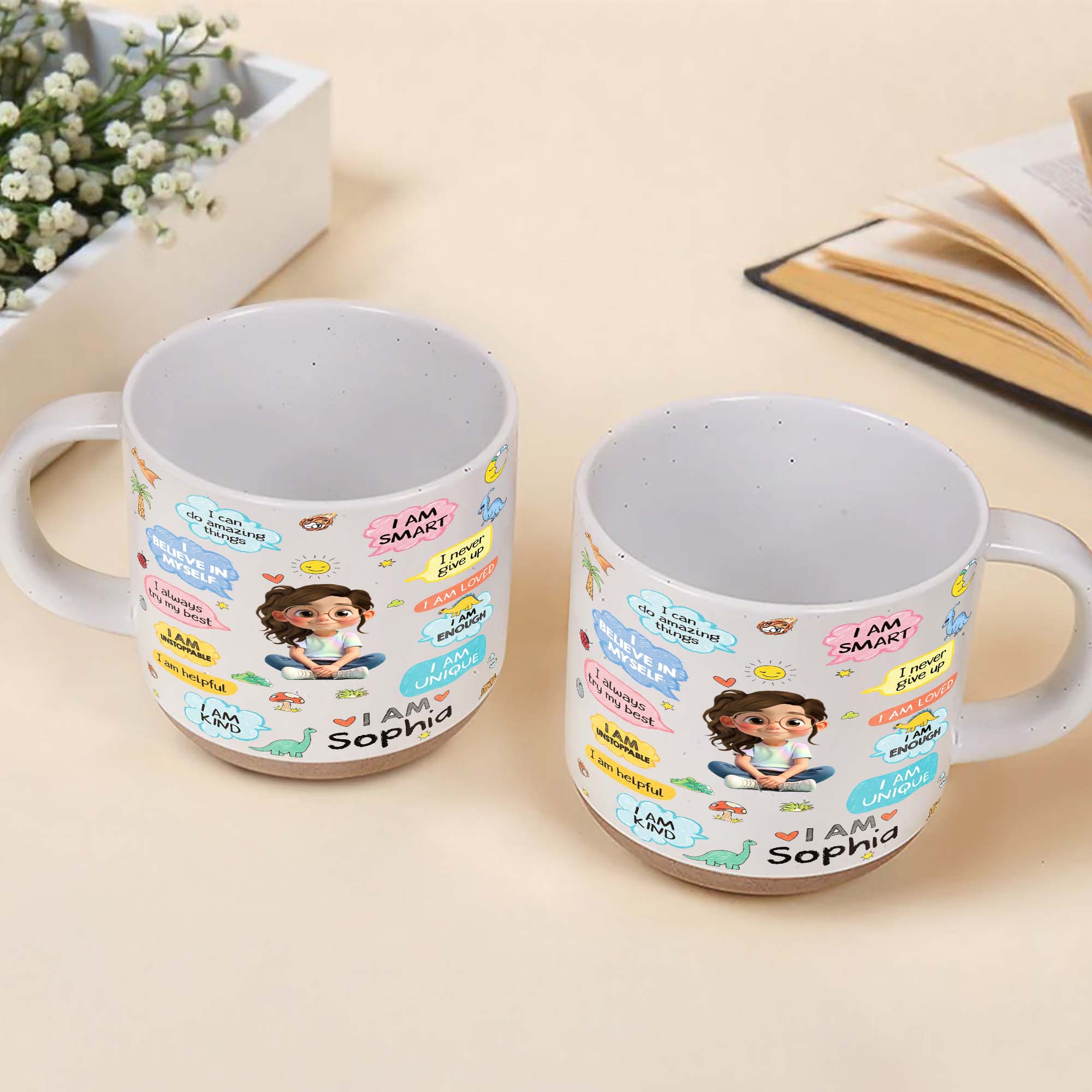 Personalized Dinosaur Affirmations Pottery Mug for Kids Gift Pottery Mug GradoCreations