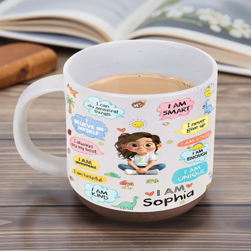 Personalized Dinosaur Affirmations Pottery Mug for Kids Gift Pottery Mug GradoCreations
