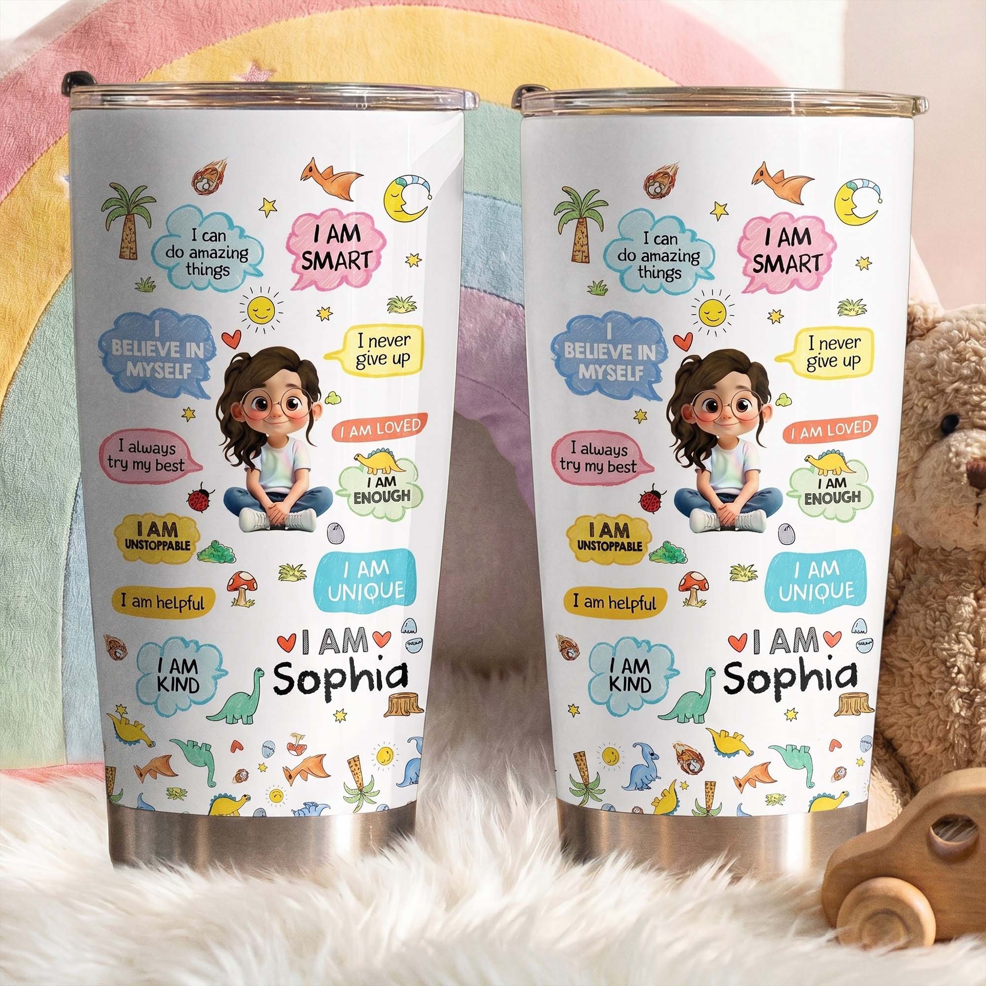 Personalized Kids Affirmations Tumbler 20oz Custom Name Gift 20oz Tumbler GradoCreations