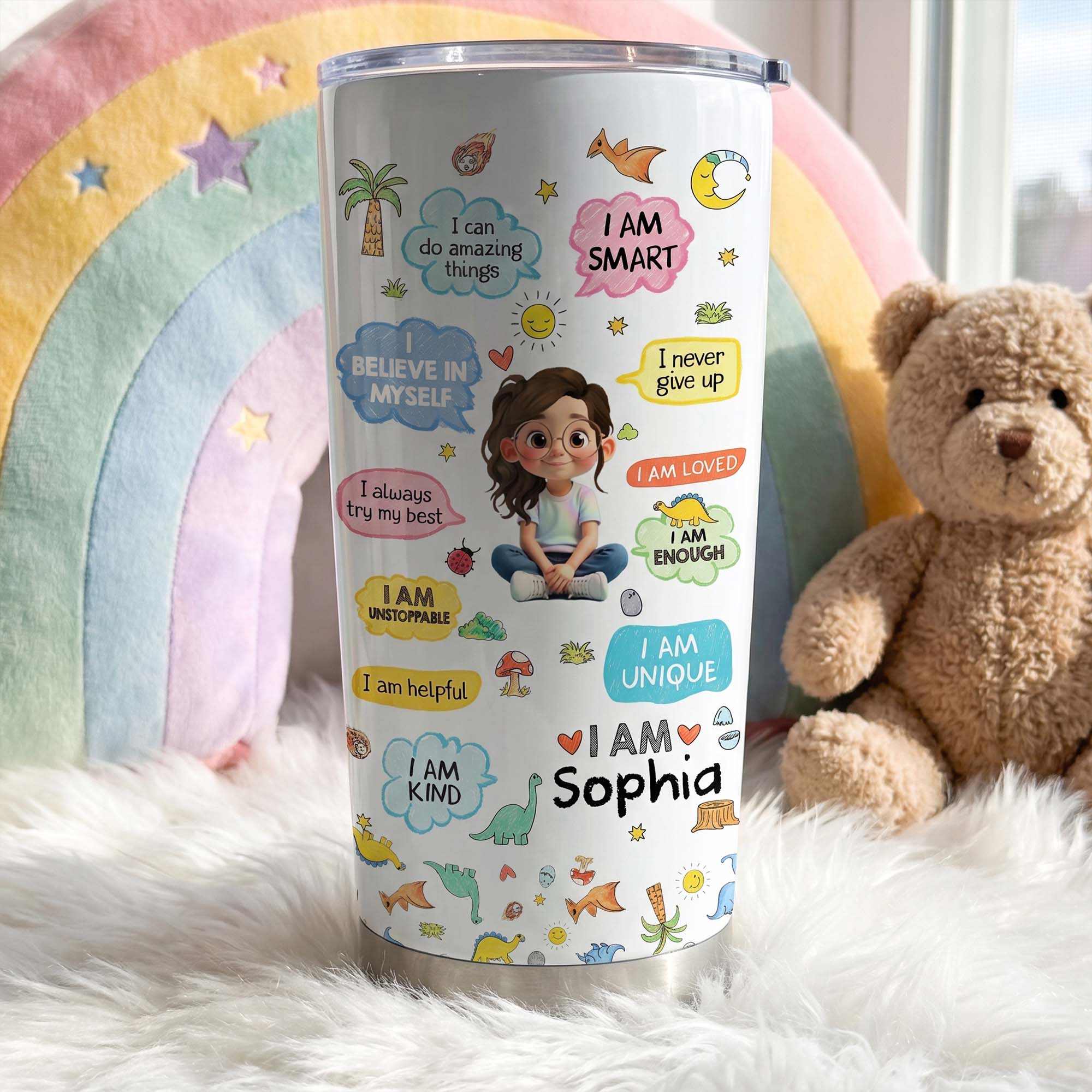 Personalized Kids Affirmations Tumbler 20oz Custom Name Gift 20oz Tumbler GradoCreations