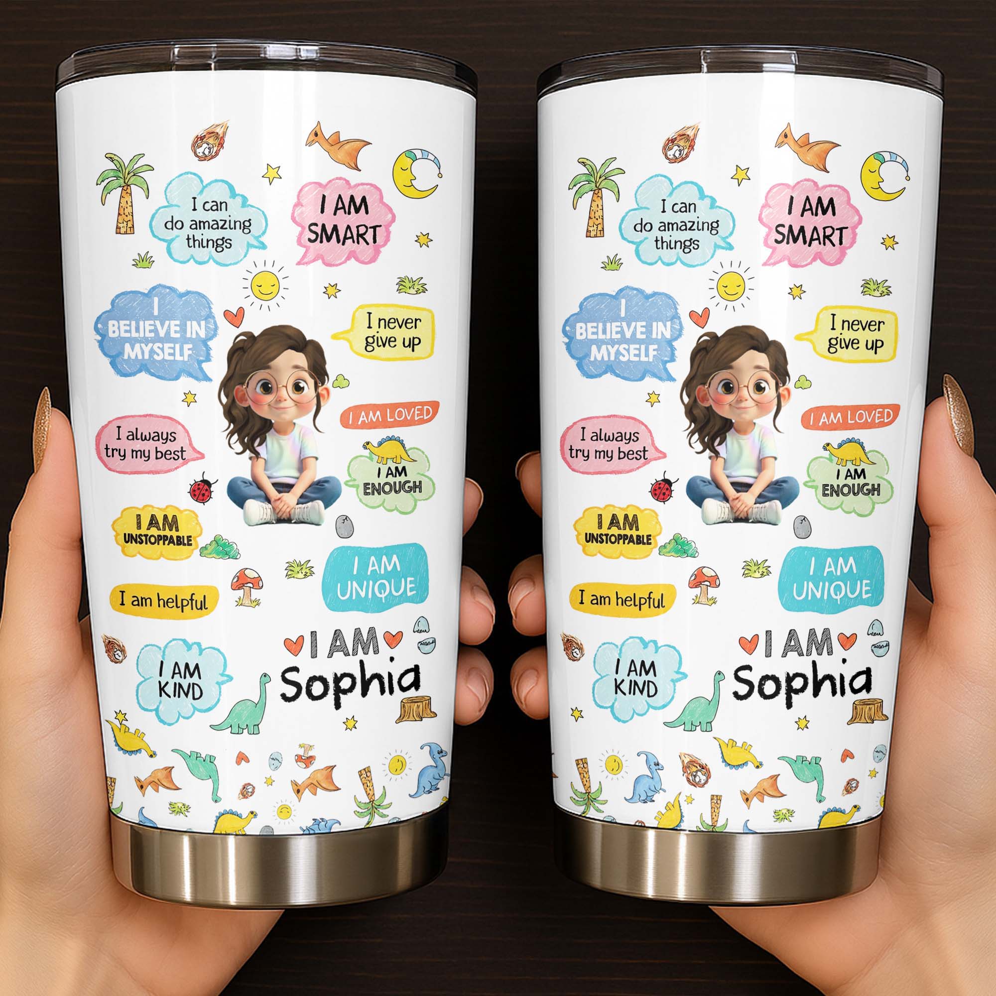 Personalized Kids Affirmations Tumbler 20oz Custom Name Gift 20oz Tumbler GradoCreations