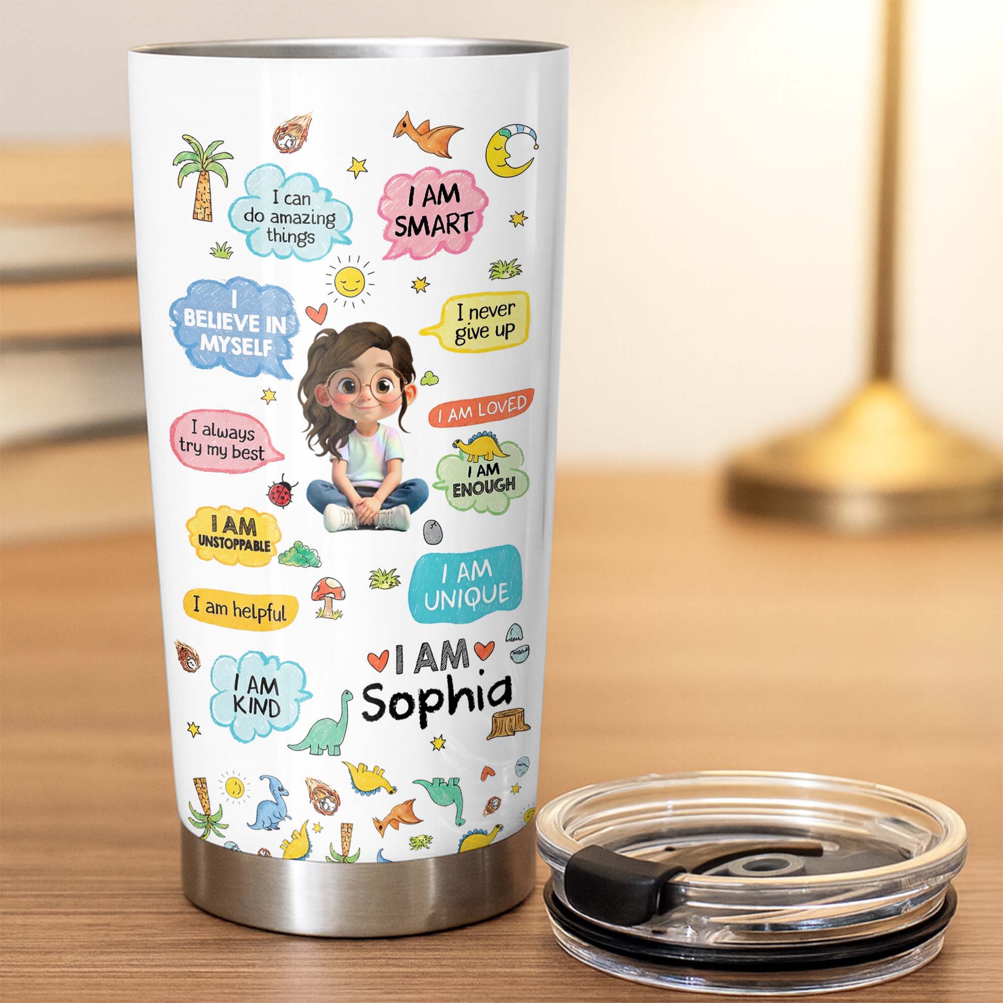 Personalized Kids Affirmations Tumbler 20oz Custom Name Gift 20oz Tumbler GradoCreations