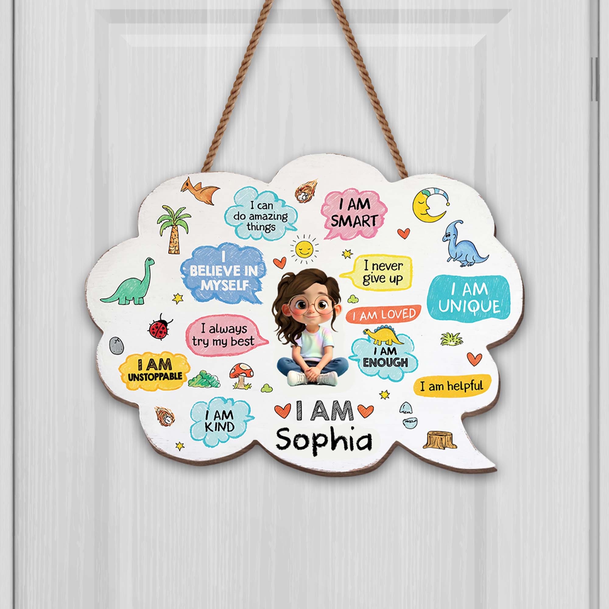Personalized Dinosaur Wall Sign Custom Name Gift for Kids Wood Sign GradoCreations