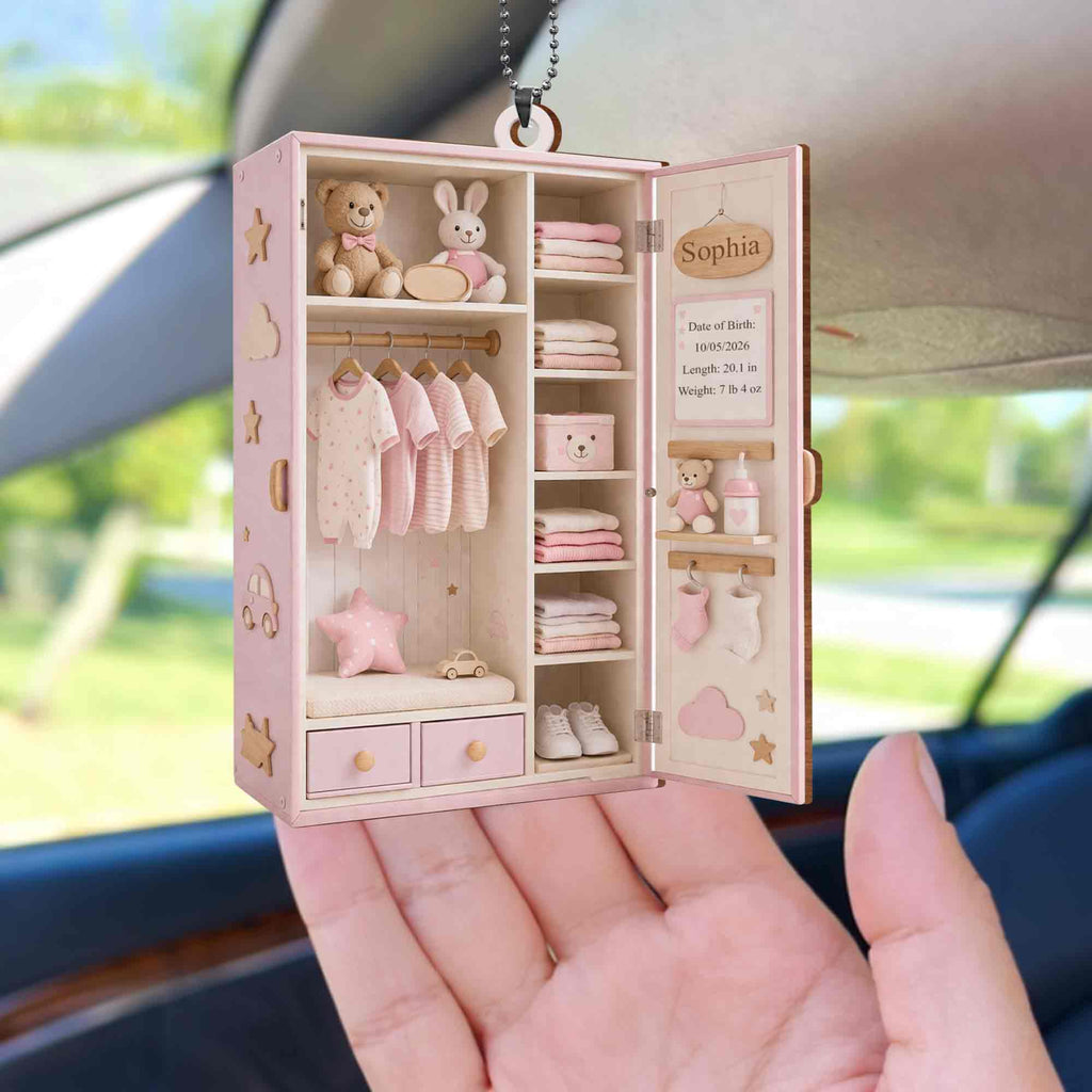 Personalized Baby Closet Wood Ornament Custom Date Gift Wood Ornament GradoCreations