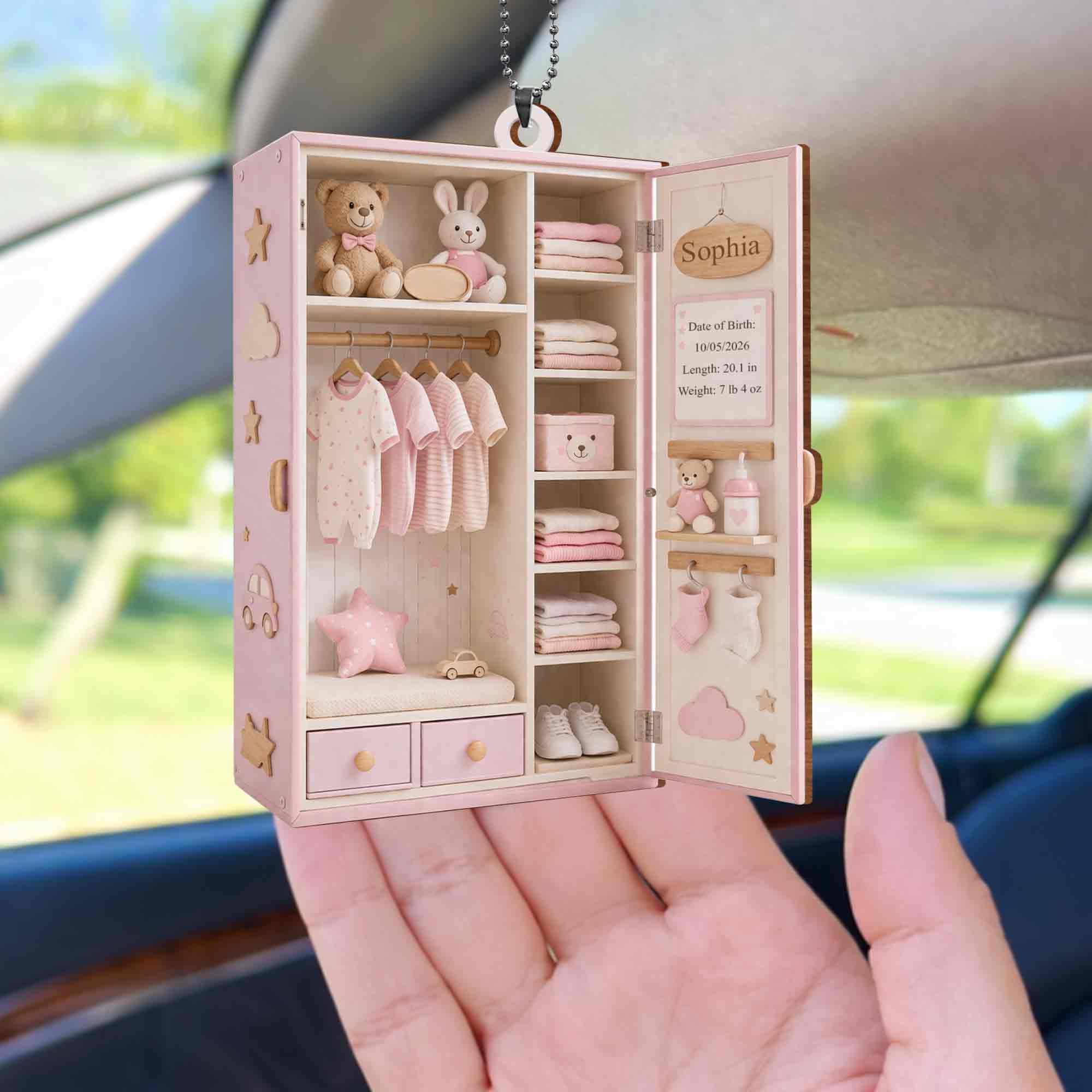 Personalized Baby Closet Wood Ornament Custom Date Gift Wood Ornament GradoCreations