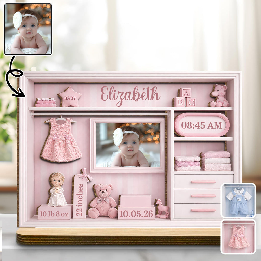 Personalized Baby Photo Keepsake 2-Layer Wood Plaque Gift Wood Plaque GradoCreations