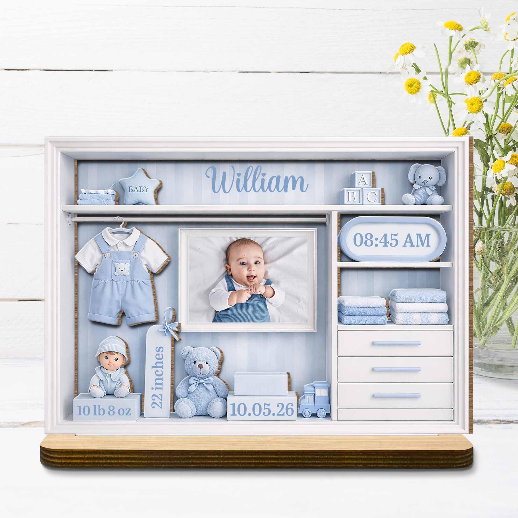 Personalized Baby Photo Keepsake 2-Layer Wood Plaque Gift Wood Plaque GradoCreations