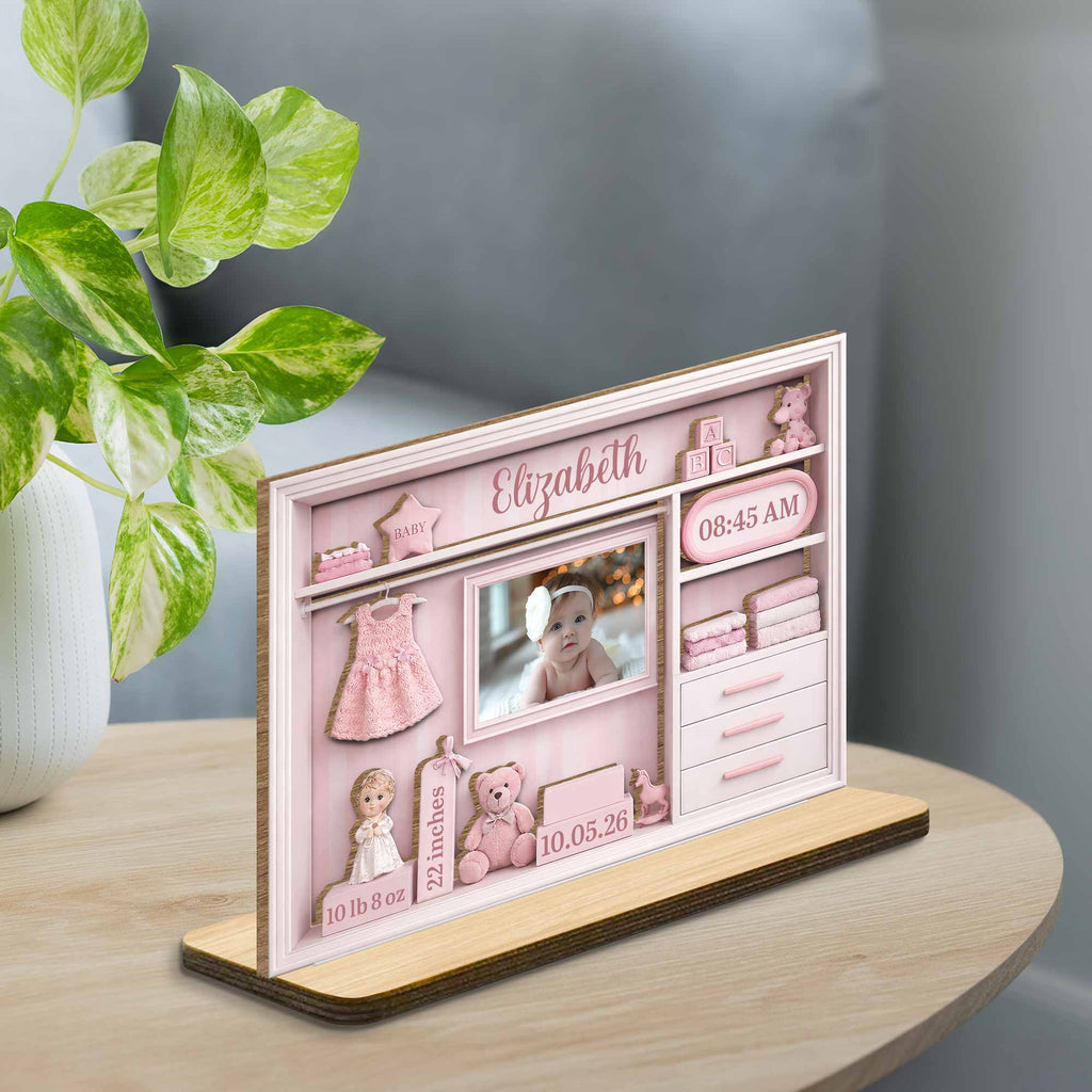 Personalized Baby Photo Keepsake 2-Layer Wood Plaque Gift Wood Plaque GradoCreations