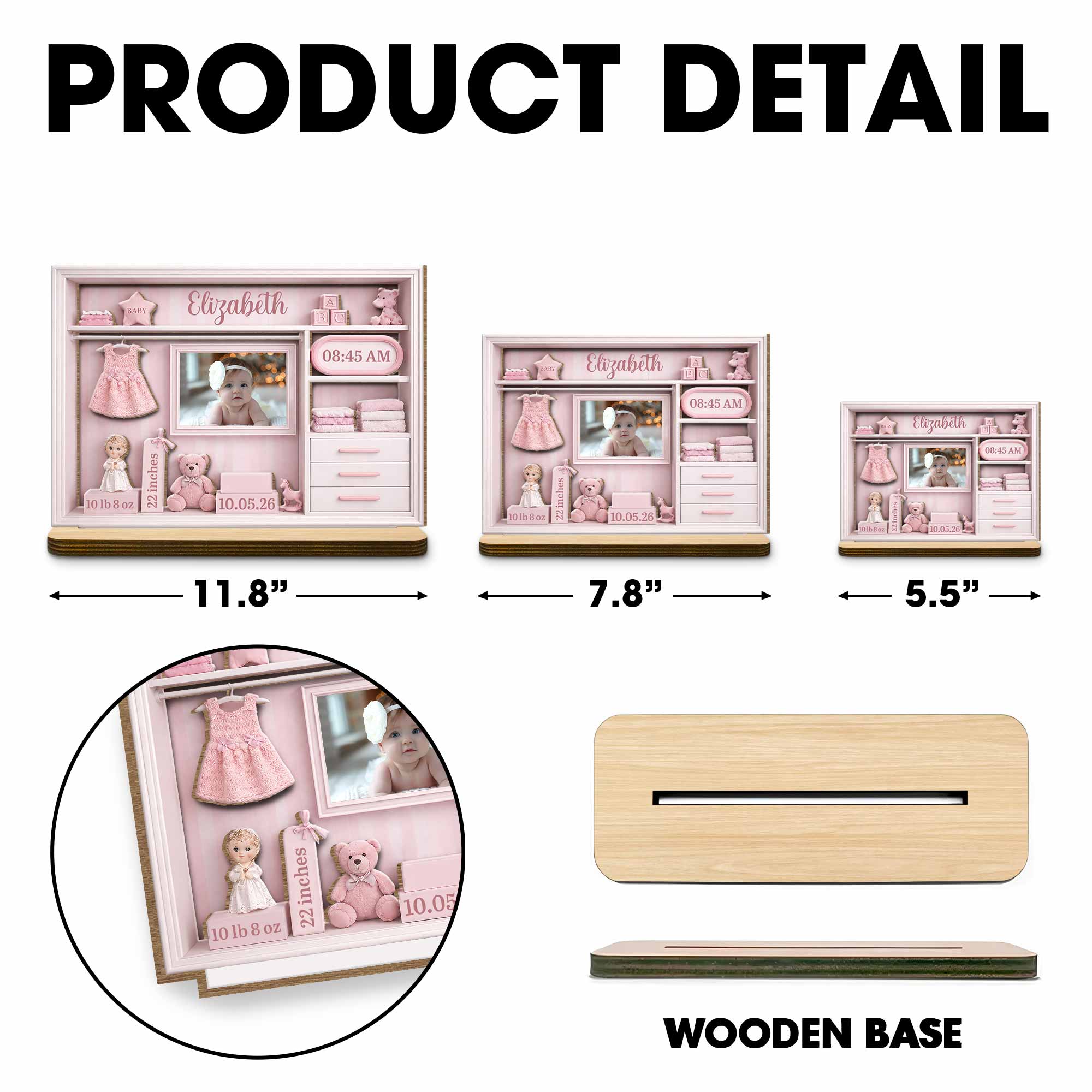 Personalized Baby Photo Keepsake 2-Layer Wood Plaque Gift Wood Plaque GradoCreations