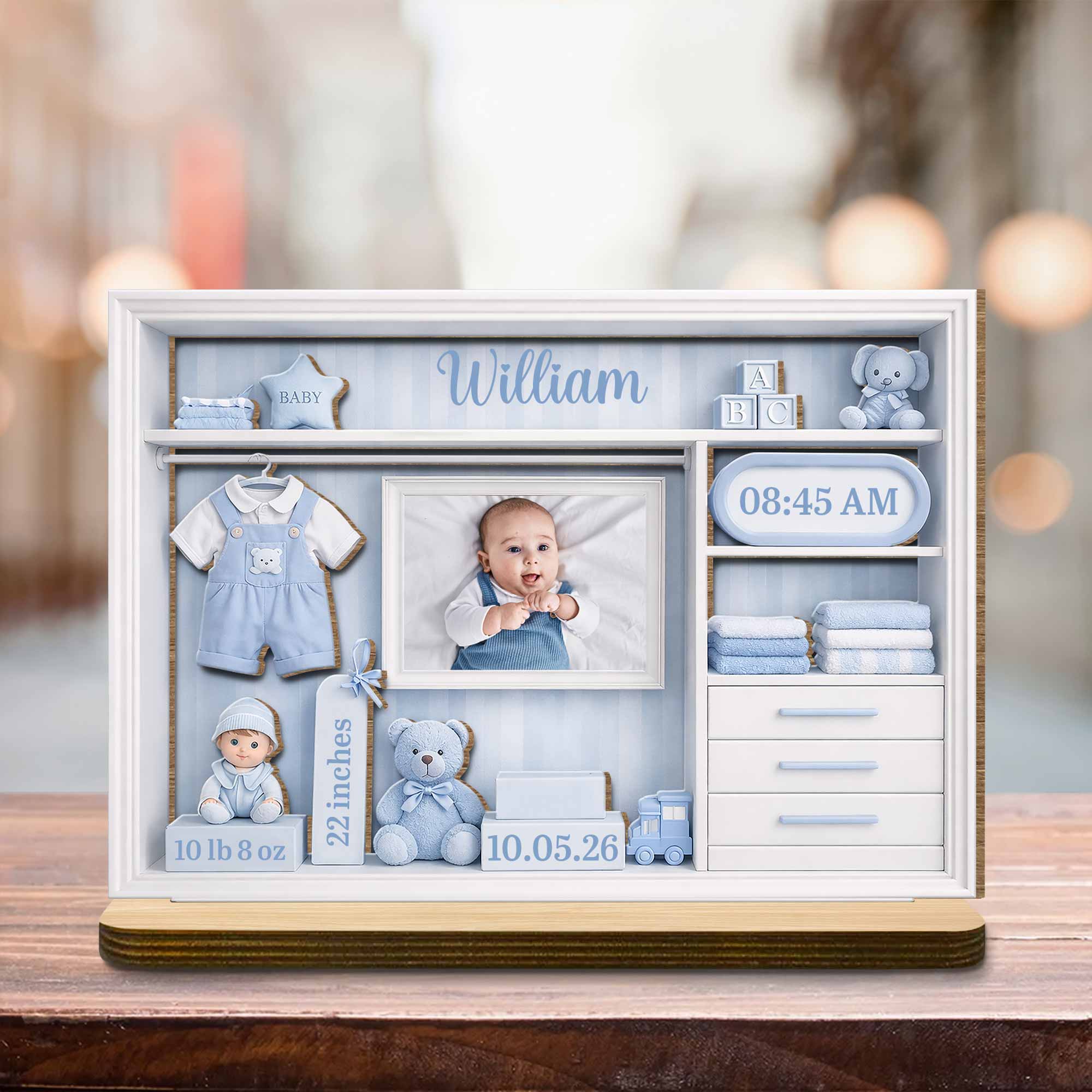 Personalized Baby Photo Keepsake 2-Layer Wood Plaque Gift Wood Plaque GradoCreations