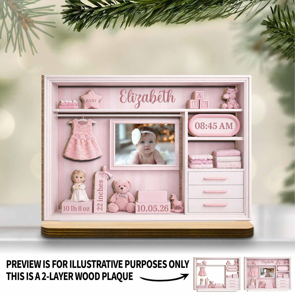 Personalized Baby Photo Keepsake 2-Layer Wood Plaque Gift Wood Plaque GradoCreations