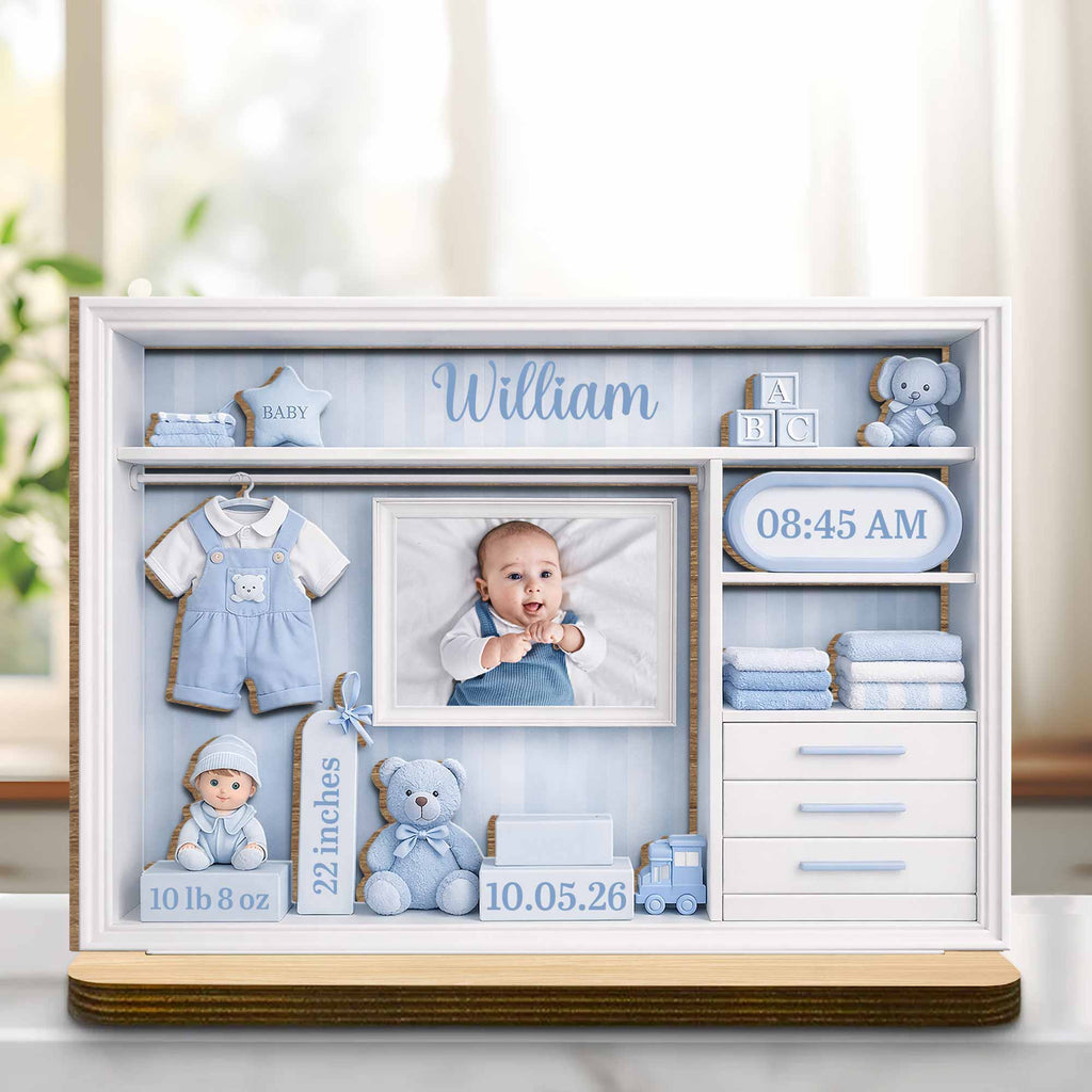 Personalized Baby Photo Keepsake 2-Layer Wood Plaque Gift Wood Plaque GradoCreations