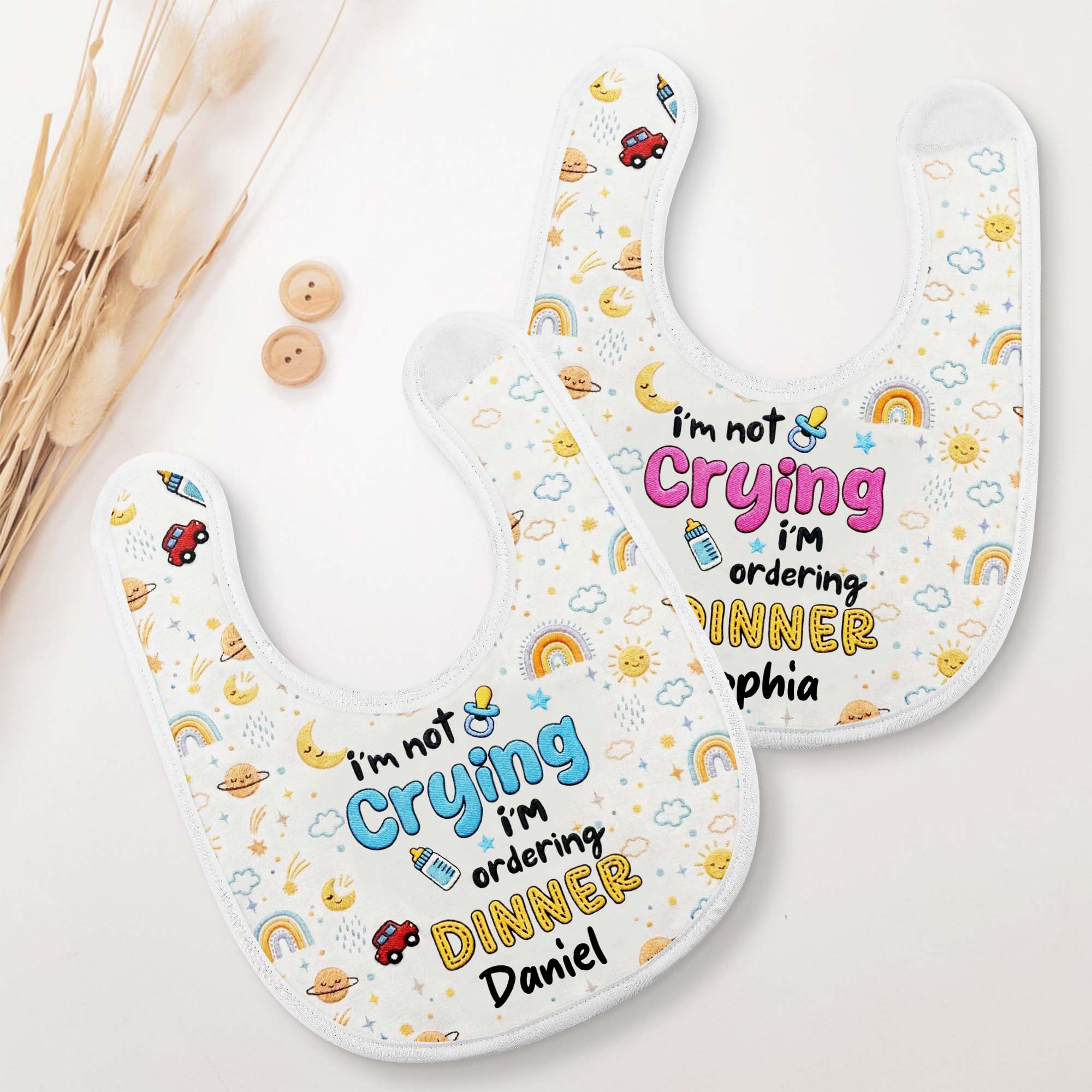Personalized Funny Baby Bib Custom Name Rainbow Design Gift Baby Bib GradoCreations